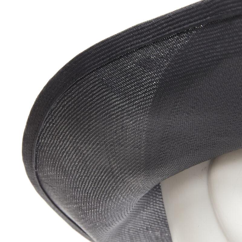 YOHJI YAMAMOTO 1980's Vintage black coated raffia curled  brim fedora hat 58cm For Sale 1