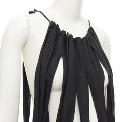 YOHJI YAMAMOTO 1980's Vintage black linen suspender strap peplum jumpsuit S