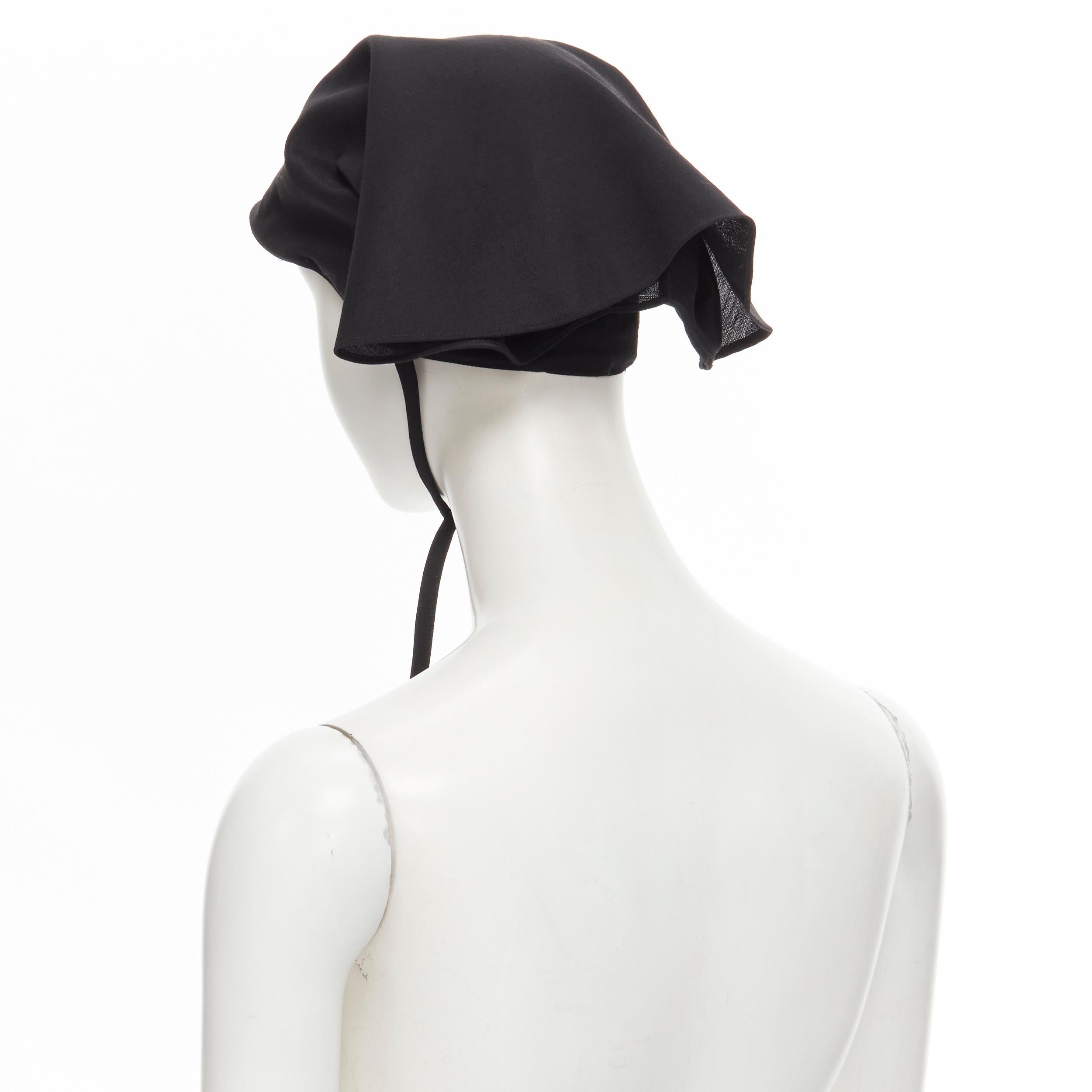 Black YOHJI YAMAMOTO 1980's Vintage black wool apostolnik wimple headscarf nurse hat