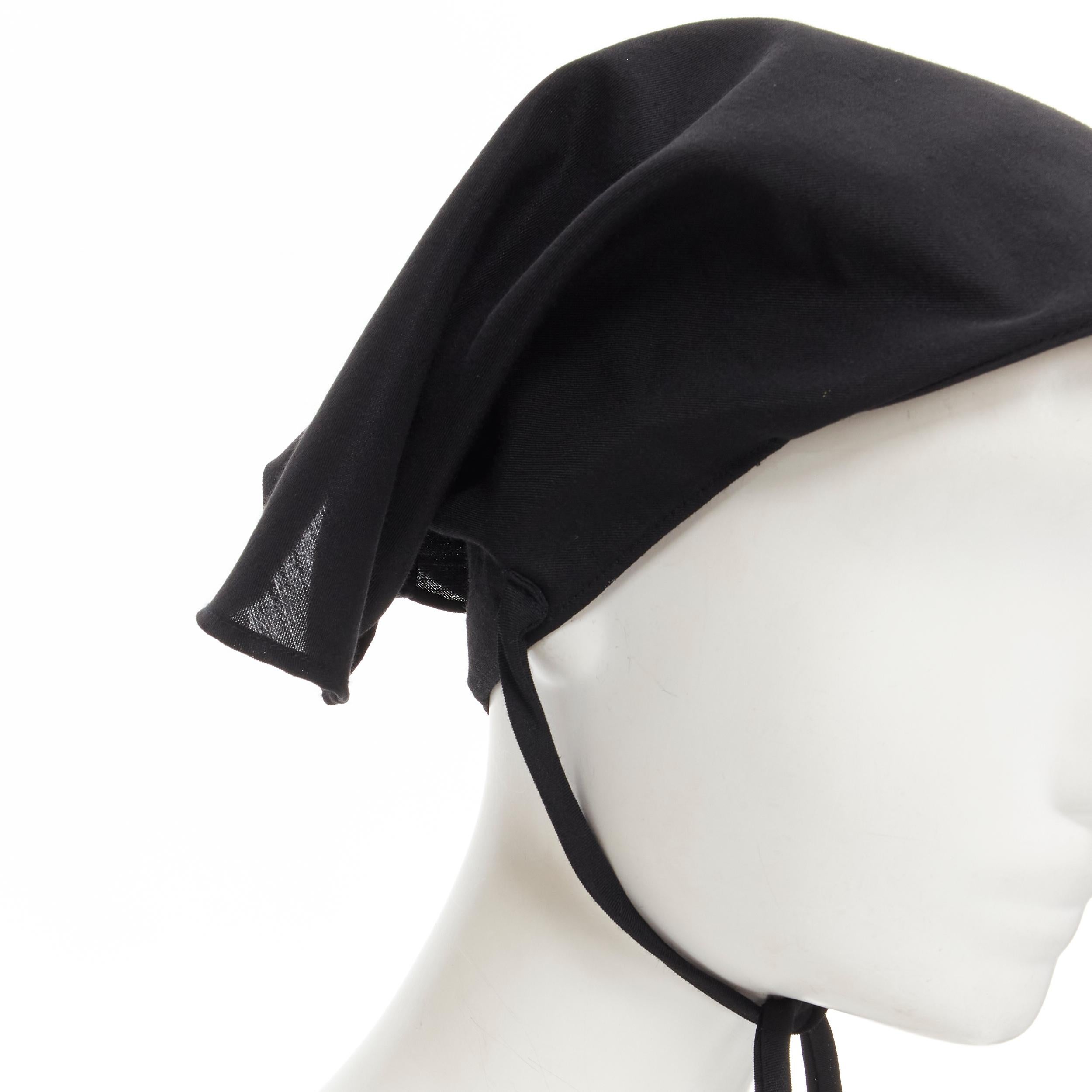 YOHJI YAMAMOTO 1980's Vintage black wool apostolnik wimple headscarf nurse hat In Excellent Condition In Hong Kong, NT