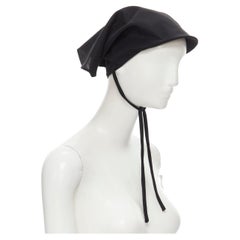 YOHJI YAMAMOTO 1980's Vintage black wool apostolnik wimple headscarf nurse hat