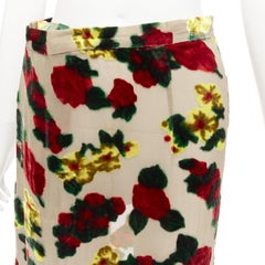 YOHJI YAMAMOTO 1997 Vintage red yellow floral devore sheer midi skirt M