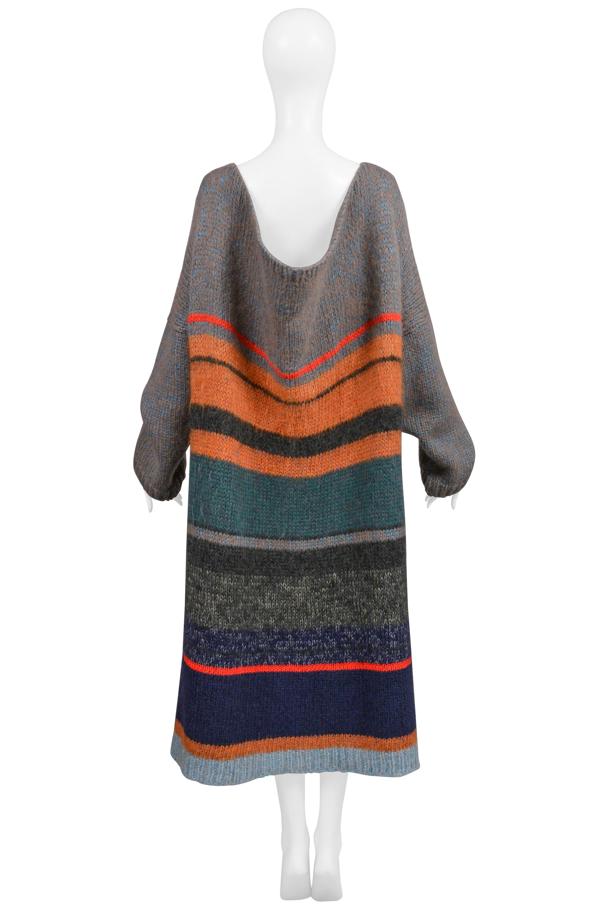 Yohji Yamamoto 1998 Multi Color Stripe Oversize Maxi Sweater In Excellent Condition For Sale In Los Angeles, CA