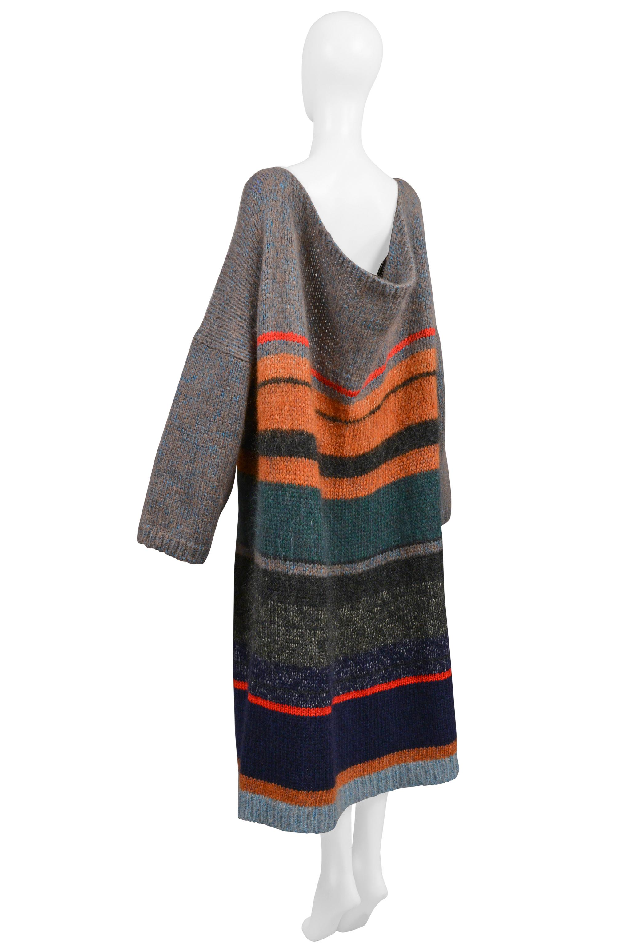 Yohji Yamamoto 1998 Multi Color Stripe Oversize Maxi Sweater For Sale 1
