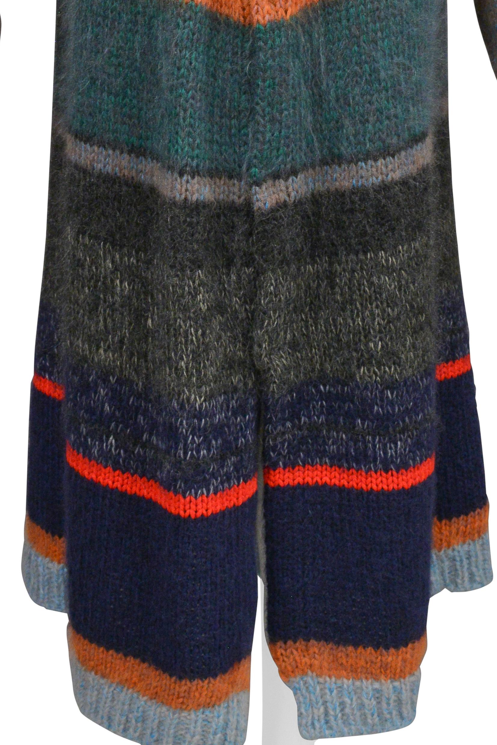 Yohji Yamamoto 1998 Multi Color Stripe Oversize Maxi Sweater For Sale 2