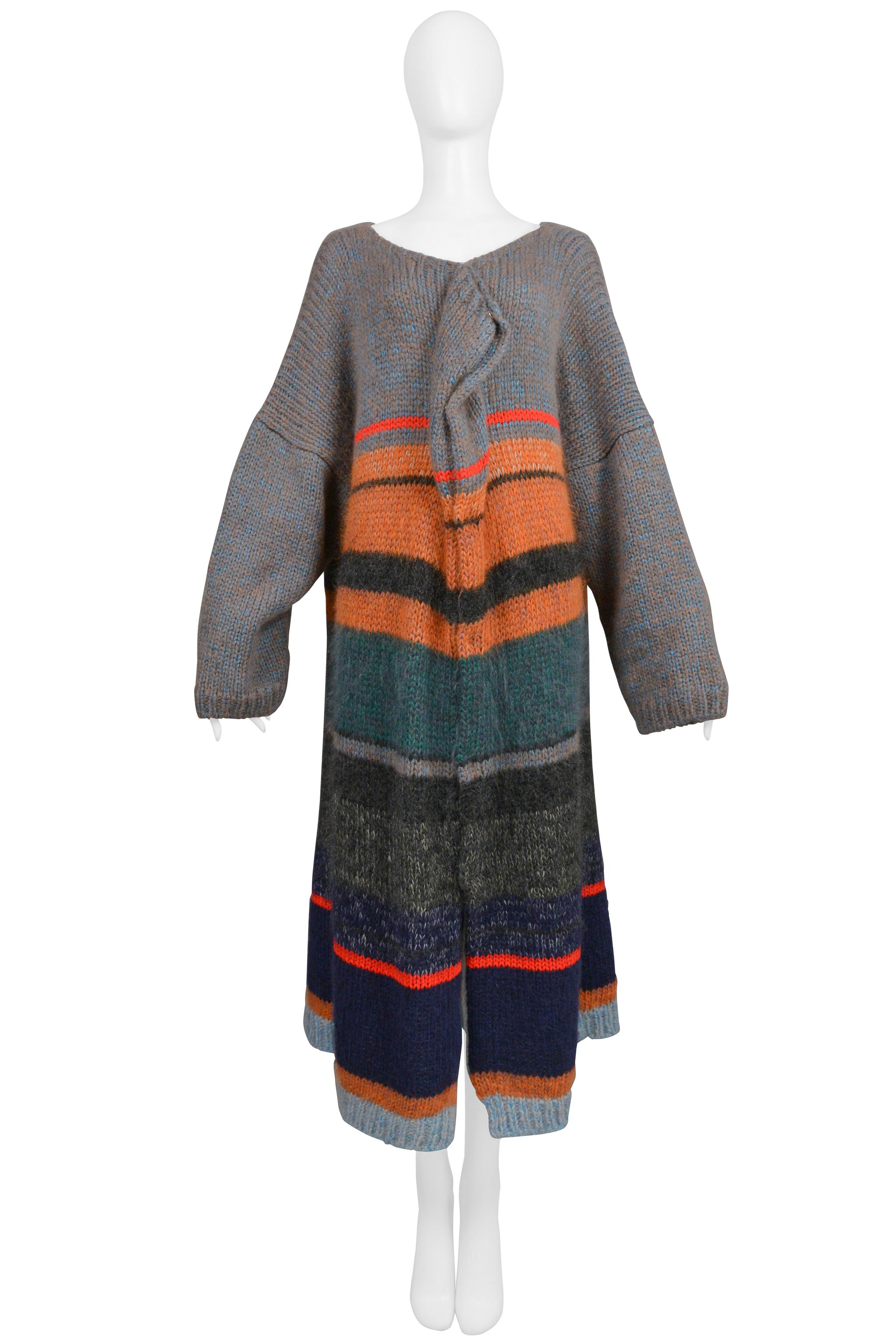 Yohji Yamamoto 1998 Multi Color Stripe Oversize Maxi Sweater For Sale 3
