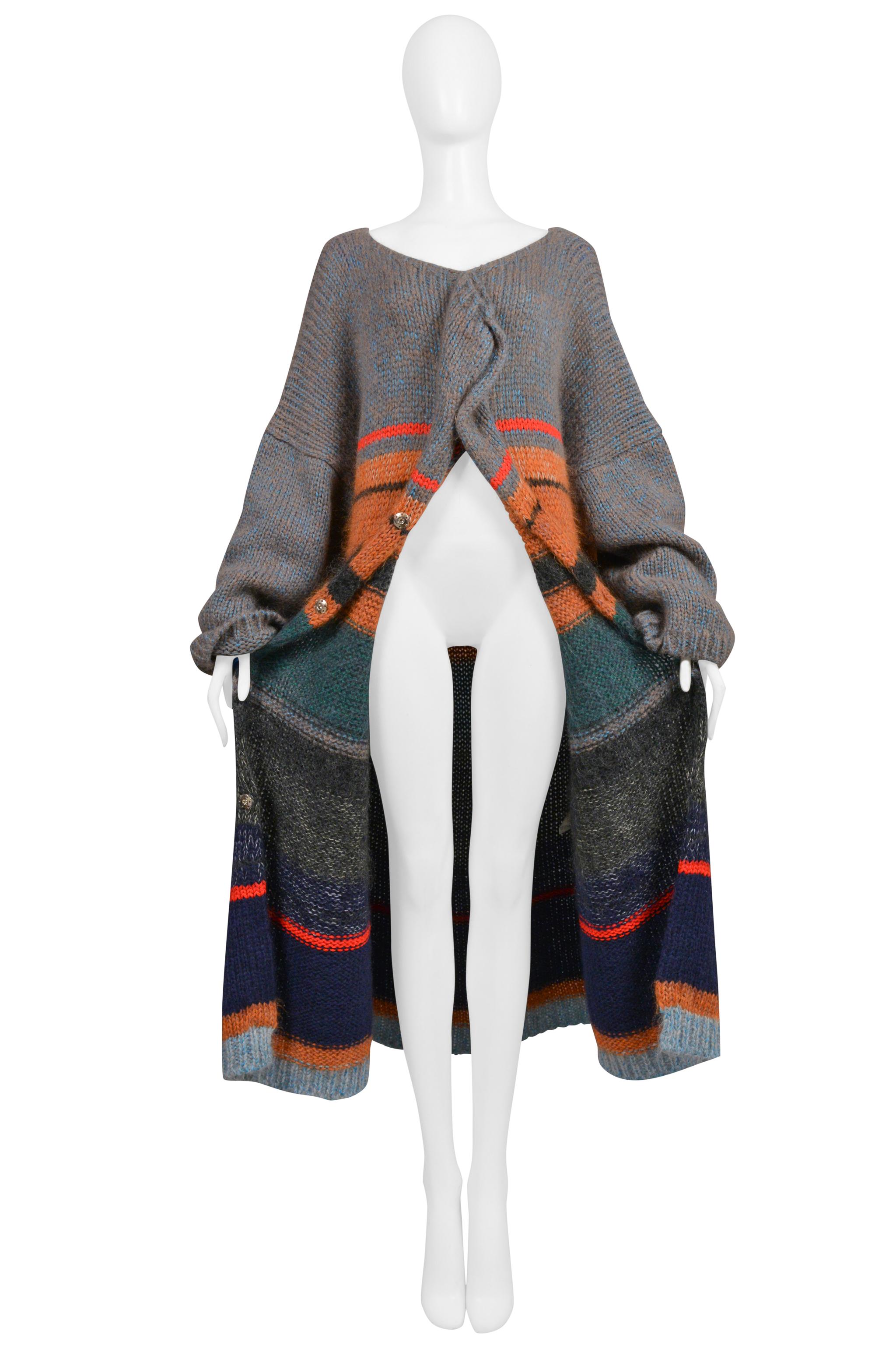 Yohji Yamamoto 1998 Multi Color Stripe Oversize Maxi Sweater For Sale 5