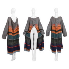 Used Yohji Yamamoto 1998 Multi Color Stripe Oversize Maxi Sweater