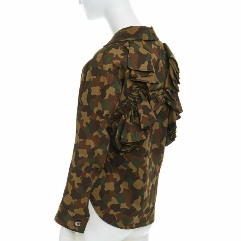 YOHJI YAMAMOTO 2006 Vintage Runway green camouflage ruffle wings jacket JP1 S 1