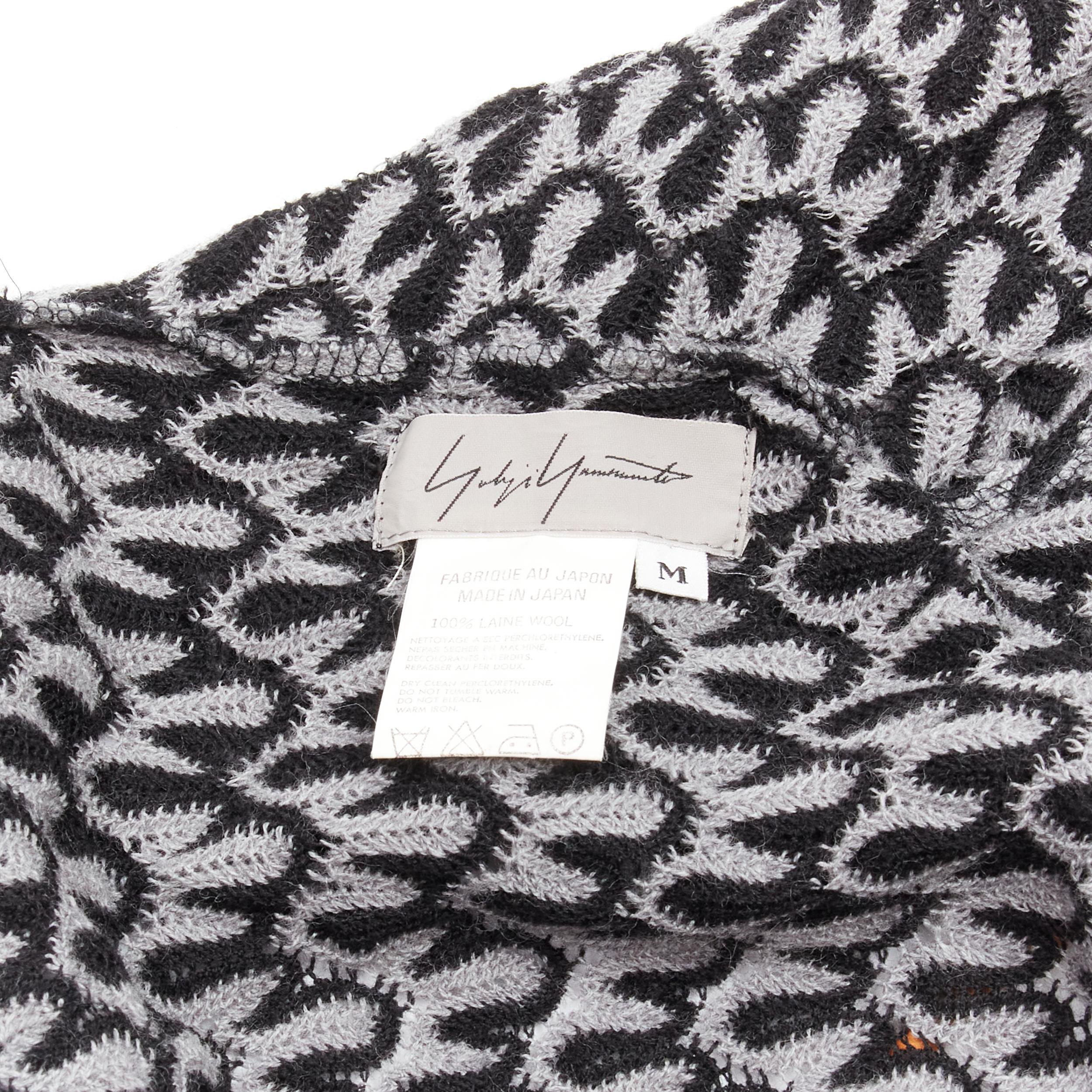 YOHJI YAMAMOTO 80s Vintage grey wool asymmetric shawl wrap cardigan M For Sale 5