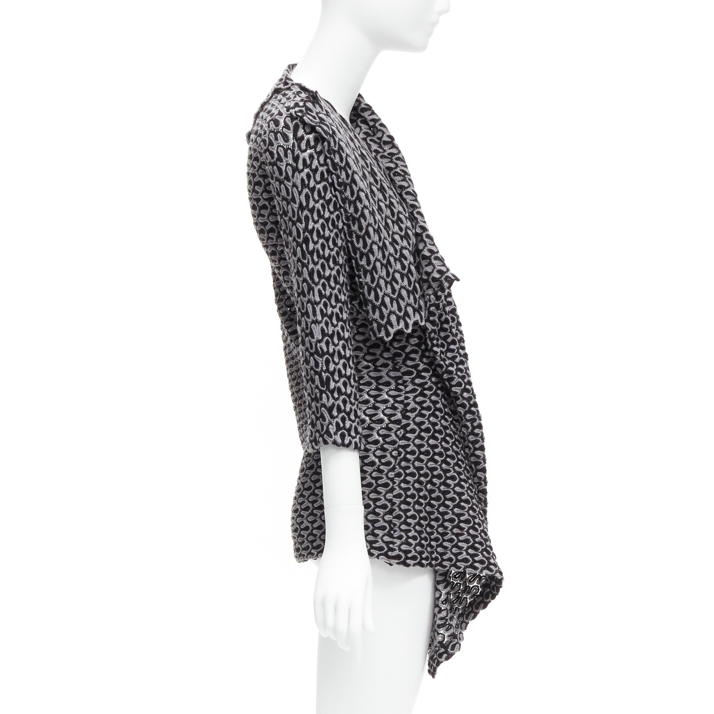 Women's YOHJI YAMAMOTO 80s Vintage grey wool asymmetric shawl wrap cardigan M For Sale