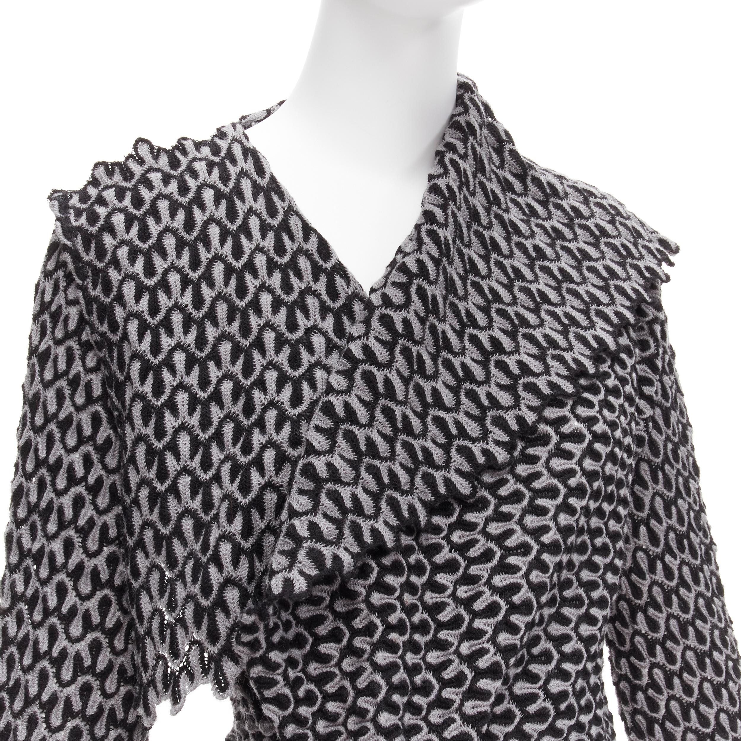 YOHJI YAMAMOTO 80s Vintage grey wool asymmetric shawl wrap cardigan M For Sale 3