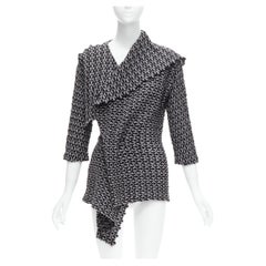 YOHJI YAMAMOTO 80s Used grey wool asymmetric shawl wrap cardigan M