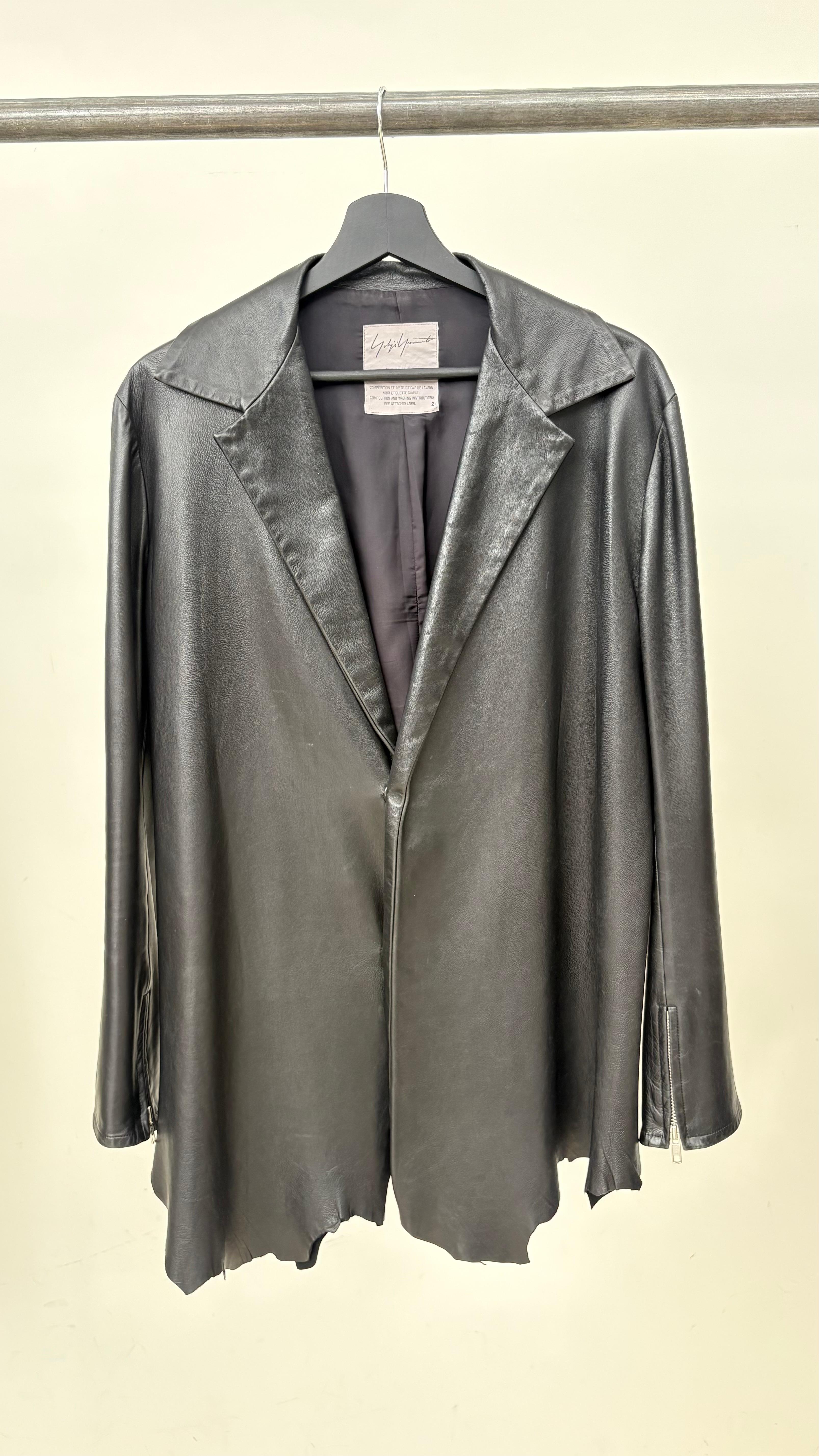 Yohji Yamamoto 90s Deconstructed-style leather jacket For Sale at