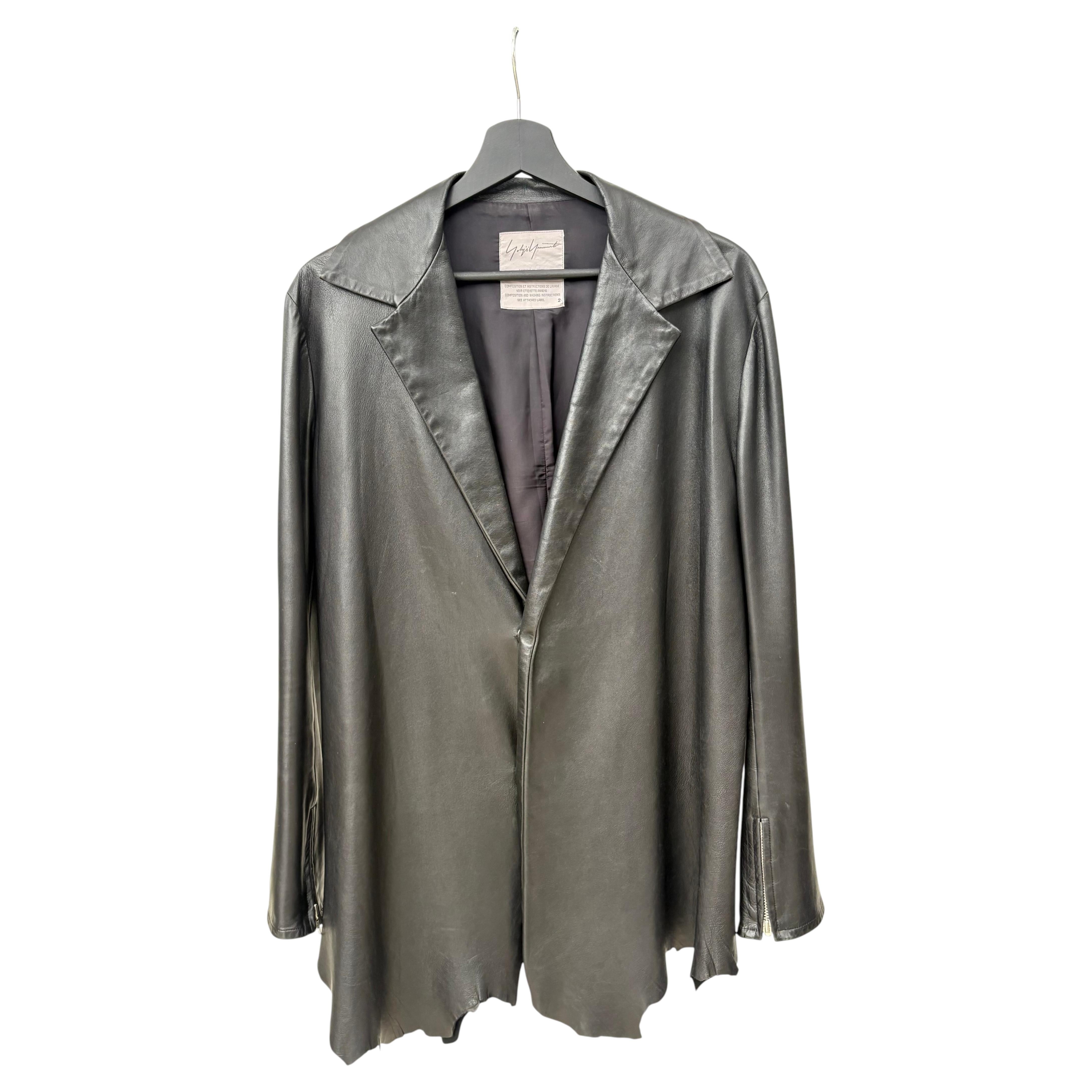 Yohji Yamamoto 90s Deconstructed-style leather jacket For Sale