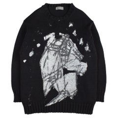 Yohji Yamamoto A/W2004 Handbemalter Pullover in Übergröße - Größe 3