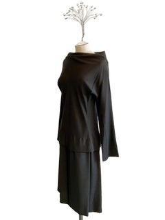 YOHJI YAMAMOTO Abito midi nero in seta dei primi anni 2000