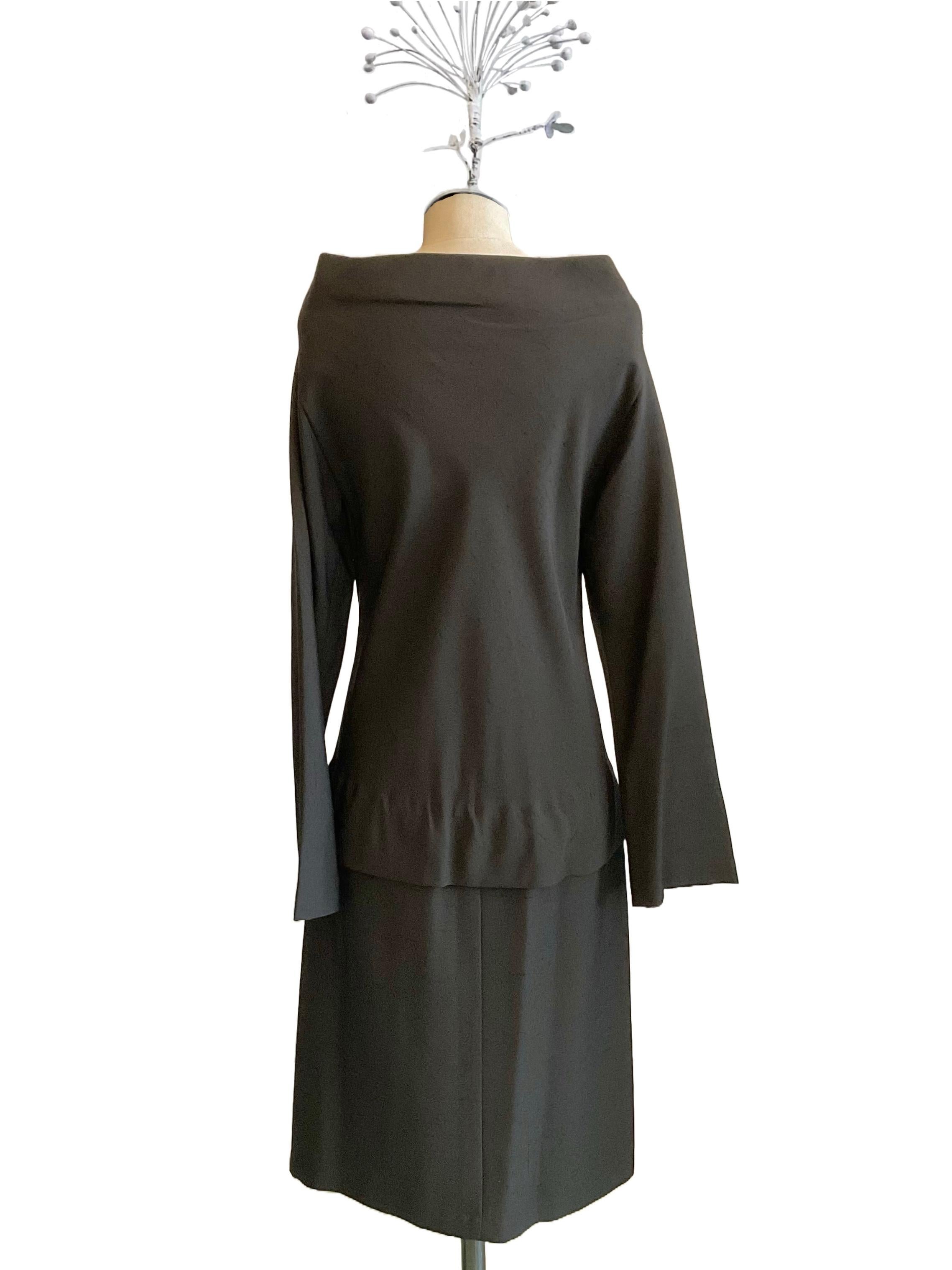 YOHJI YAMAMOTO Abito midi nero in seta dei primi anni 2000 Black en venta
