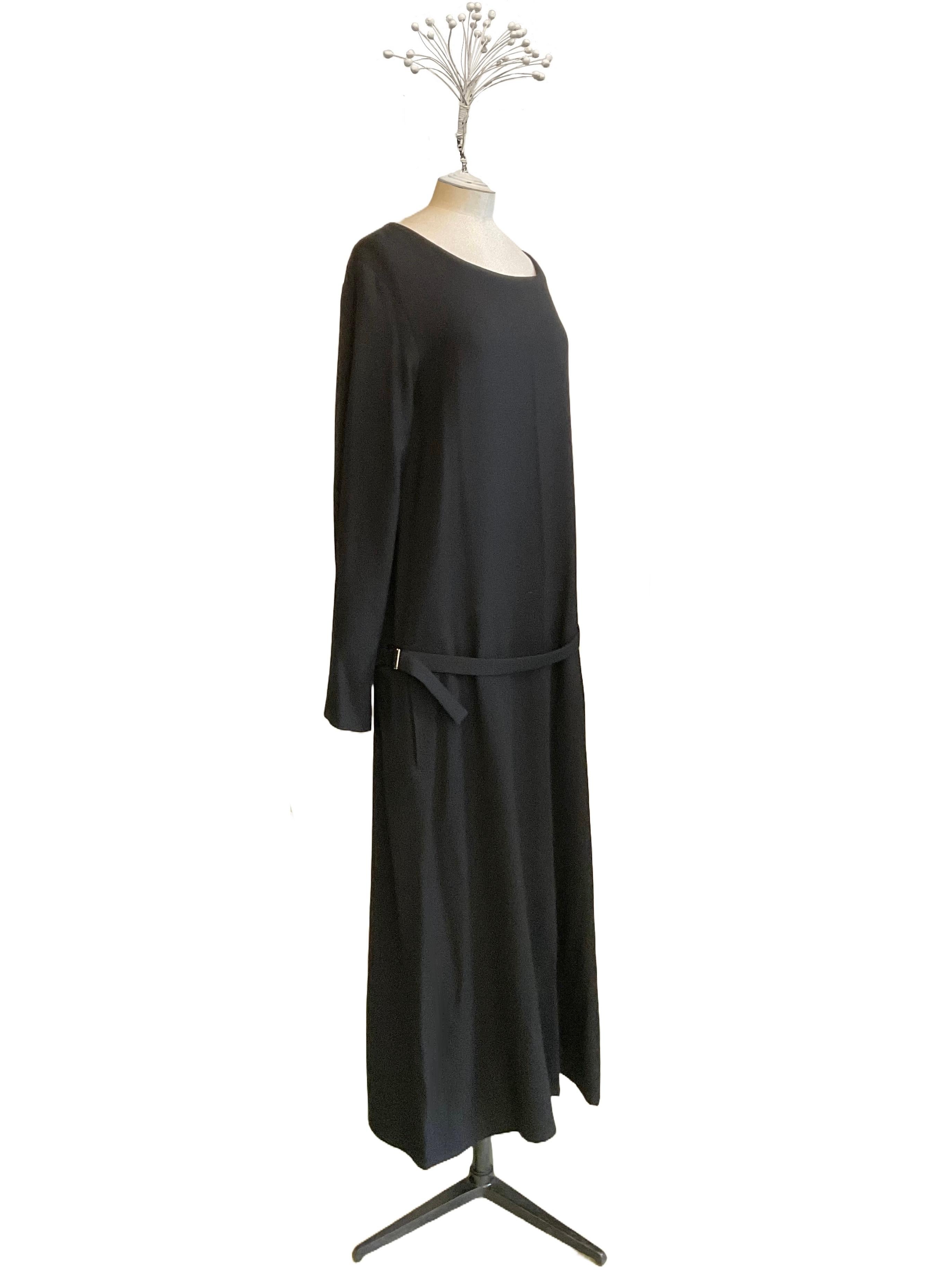 Black YOHJI YAMAMOTO Abito tunica lungo nero in lana dei primi anni 2000 en vente