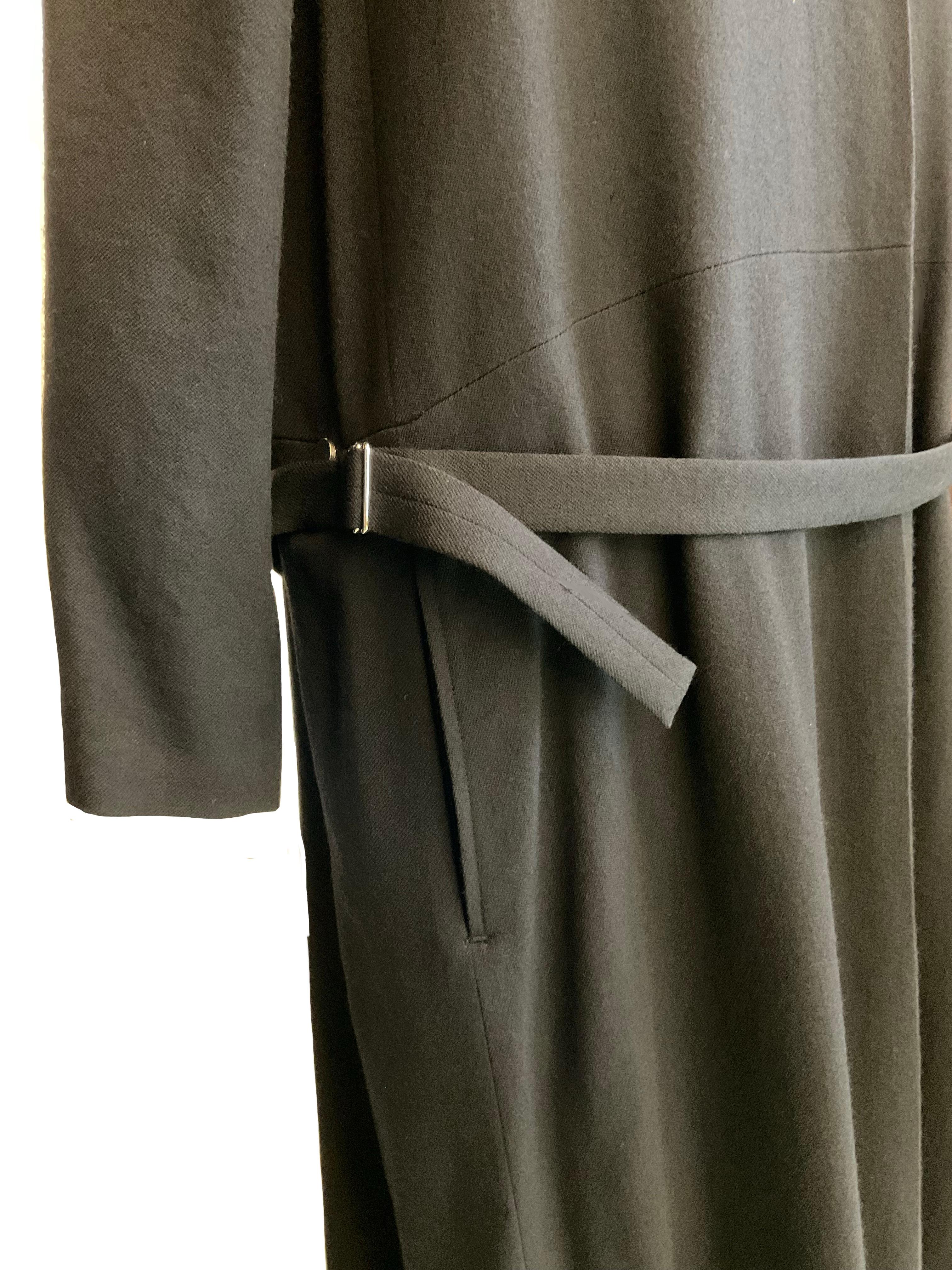 YOHJI YAMAMOTO Abito tunica lungo nero in lana dei primi anni 2000 en vente 2