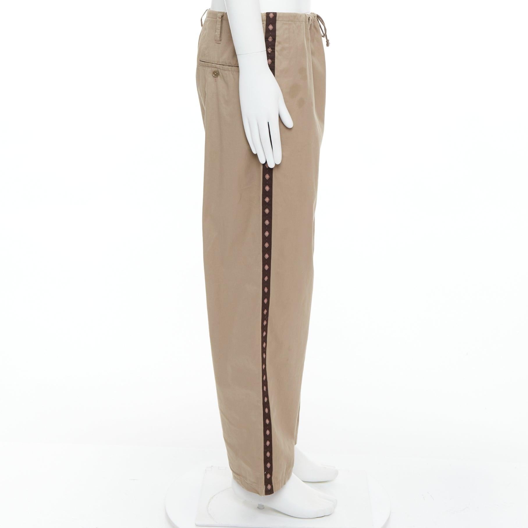 YOHJI YAMAMOTO Pantalones anchos con cordón de ajuste étnico marrón beige JP3 L en Bastante bueno estado para la venta en Hong Kong, NT