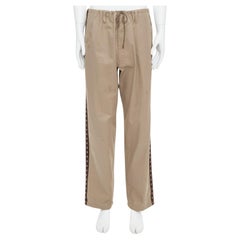 YOHJI YAMAMOTO Beige Braune Hose mit ethnischem Besatz und weitem Kordelzug JP3 L