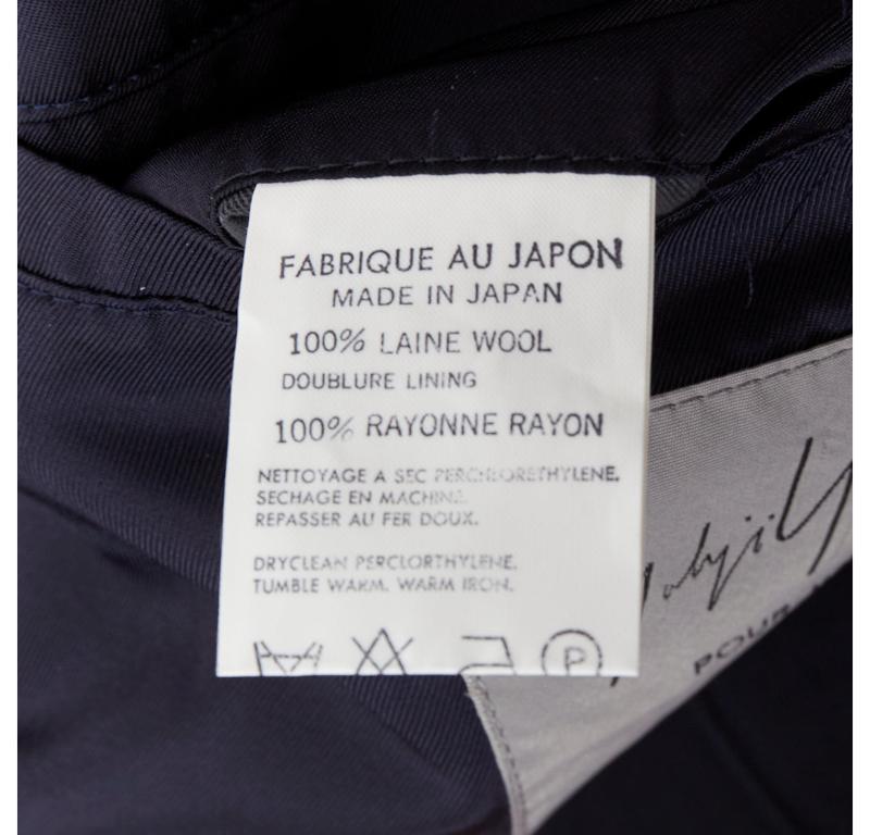 YOHJI YAMAMOTO blazer déconstruit noir 100% laine à double col S en vente 5