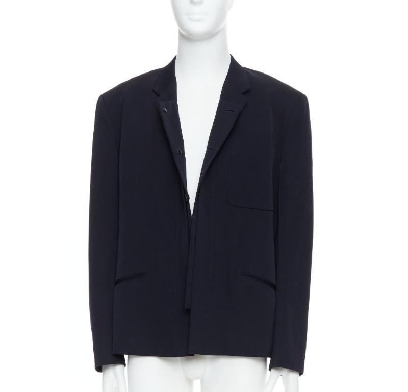 Noir YOHJI YAMAMOTO blazer déconstruit noir 100% laine à double col S en vente