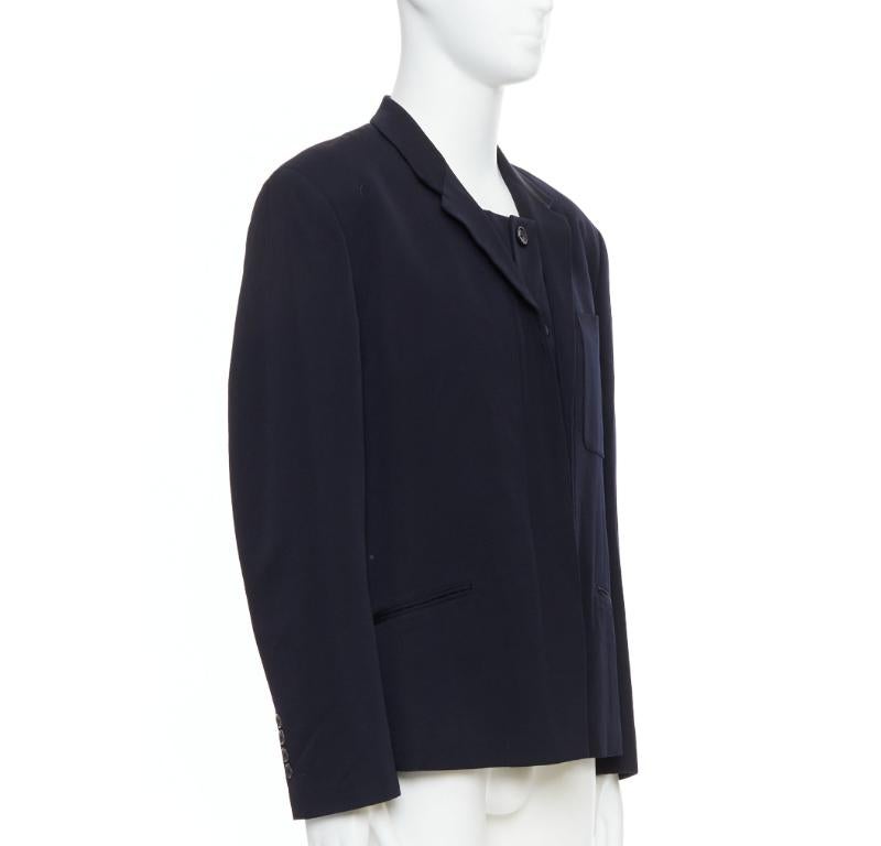 YOHJI YAMAMOTO blazer déconstruit noir 100% laine à double col S Bon état - En vente à Hong Kong, NT