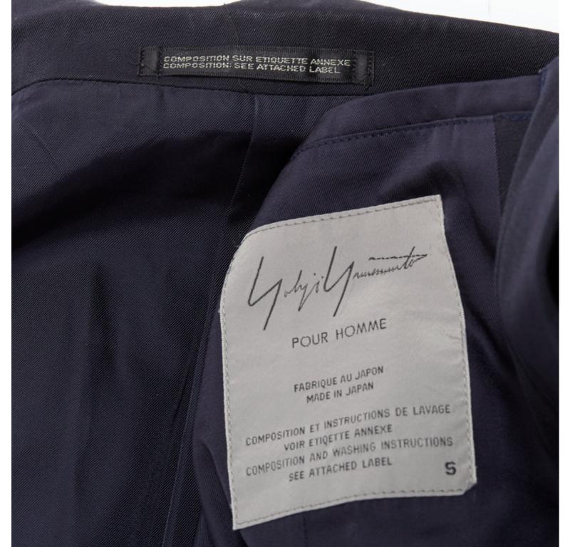 YOHJI YAMAMOTO blazer déconstruit noir 100% laine à double col S en vente 4