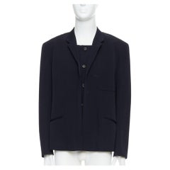 YOHJI YAMAMOTO blazer déconstruit noir 100% laine à double col S