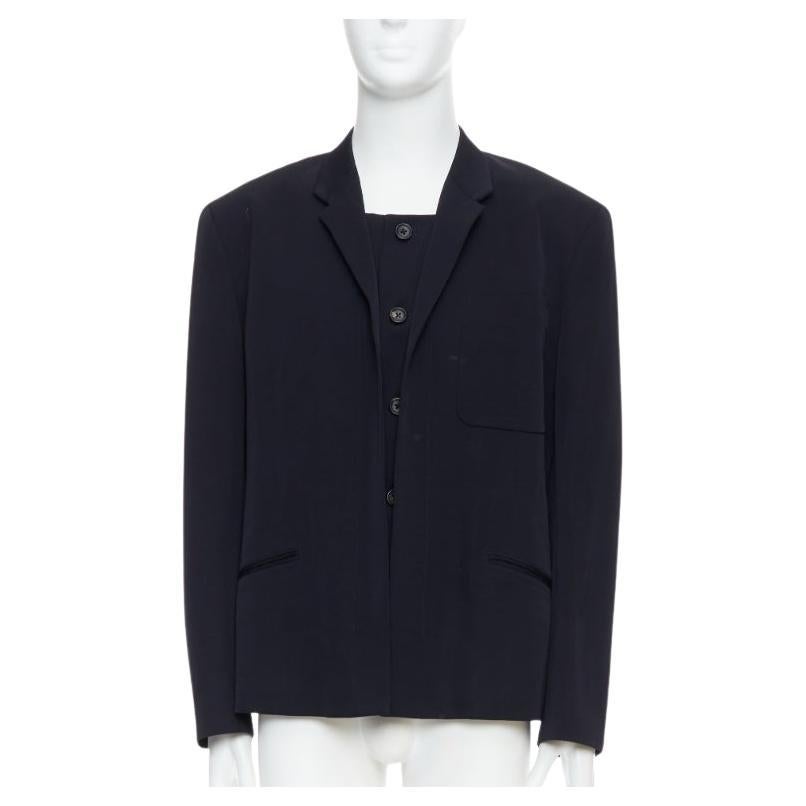 YOHJI YAMAMOTO blazer déconstruit noir 100% laine à double col S