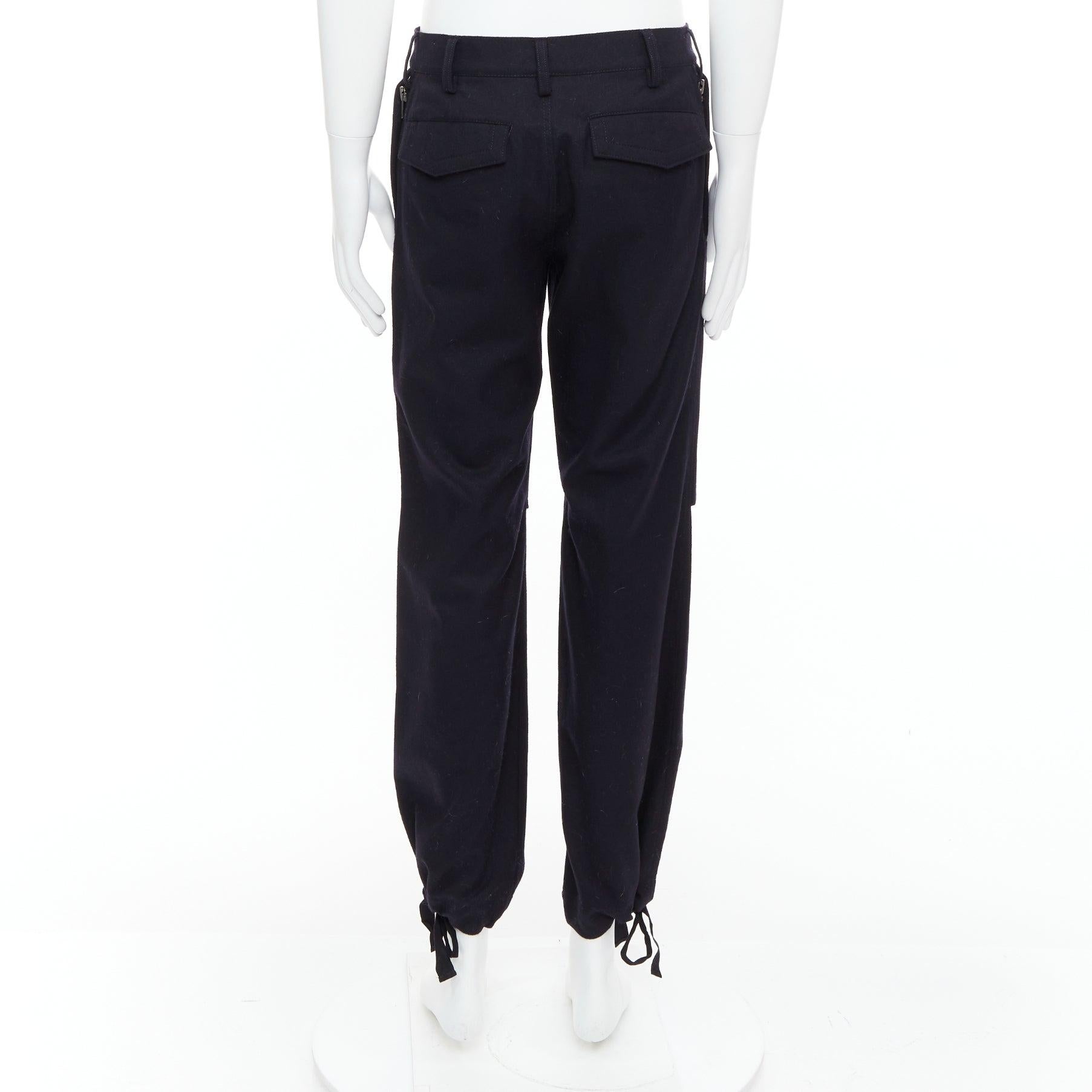 De los hombres YOHJI YAMAMOTO negro 100% lana con cremallera bolsillo lateral dobladillo con cordón pantalón ancho JP3 L en venta