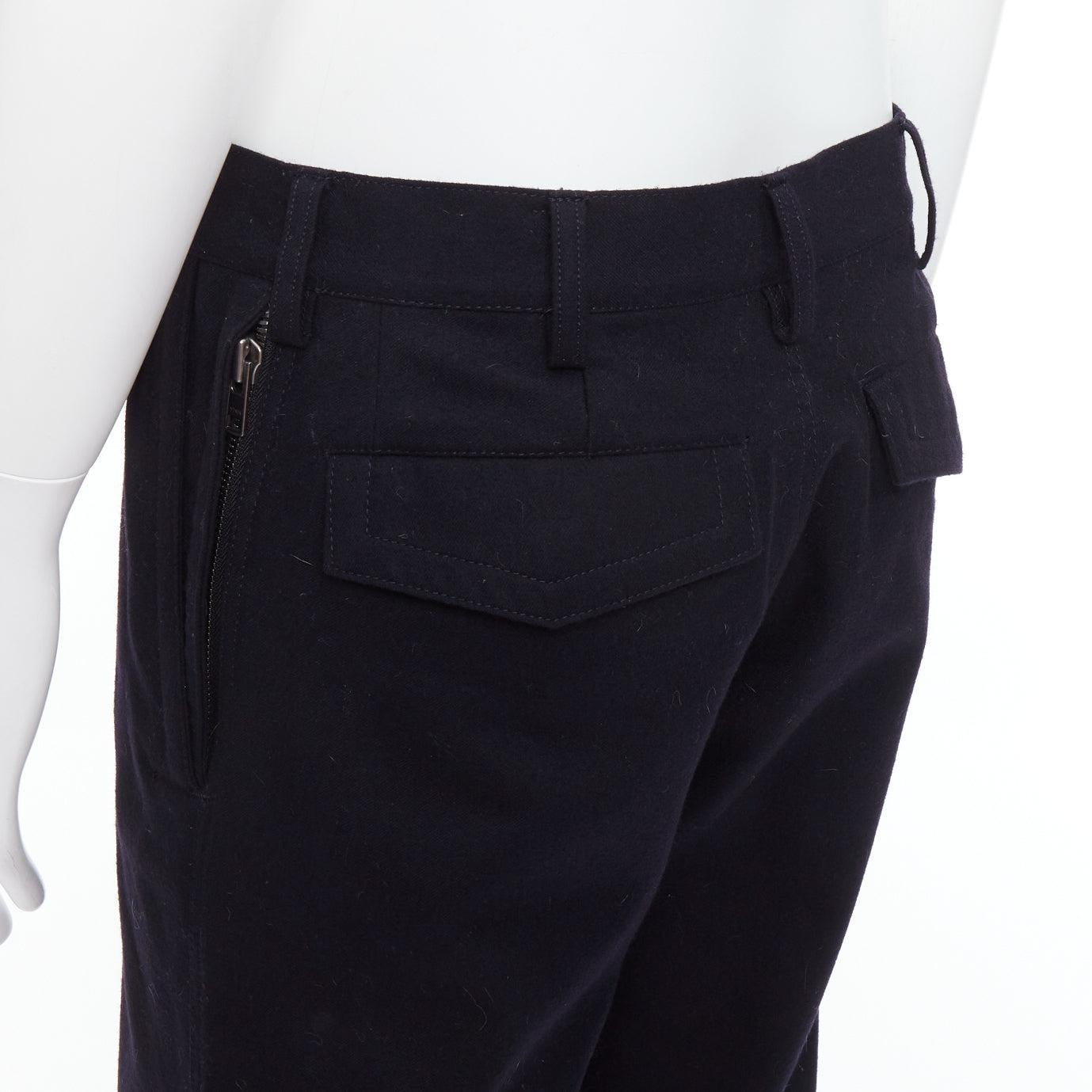 YOHJI YAMAMOTO negro 100% lana con cremallera bolsillo lateral dobladillo con cordón pantalón ancho JP3 L en venta 2
