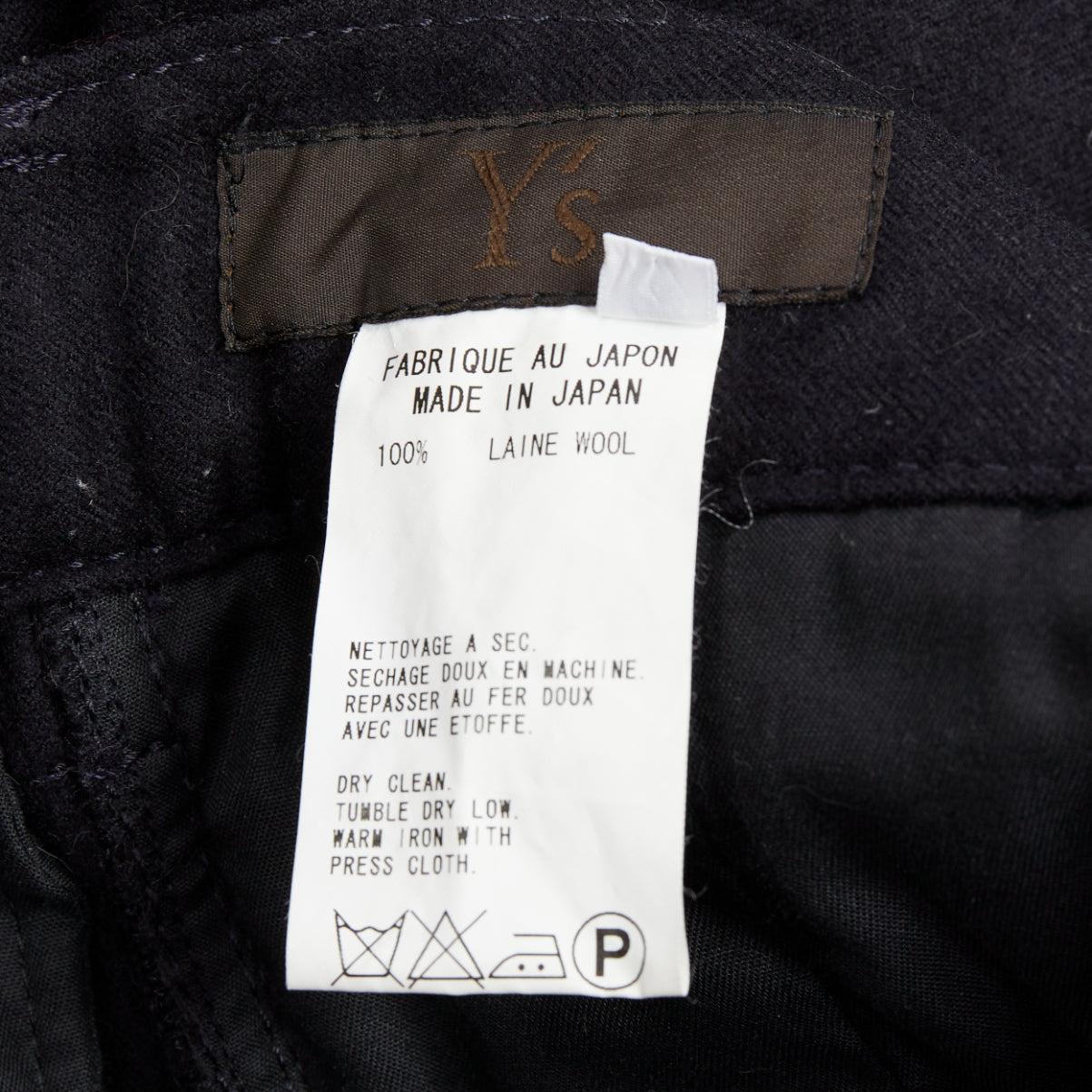 YOHJI YAMAMOTO negro 100% lana con cremallera bolsillo lateral dobladillo con cordón pantalón ancho JP3 L en venta 3