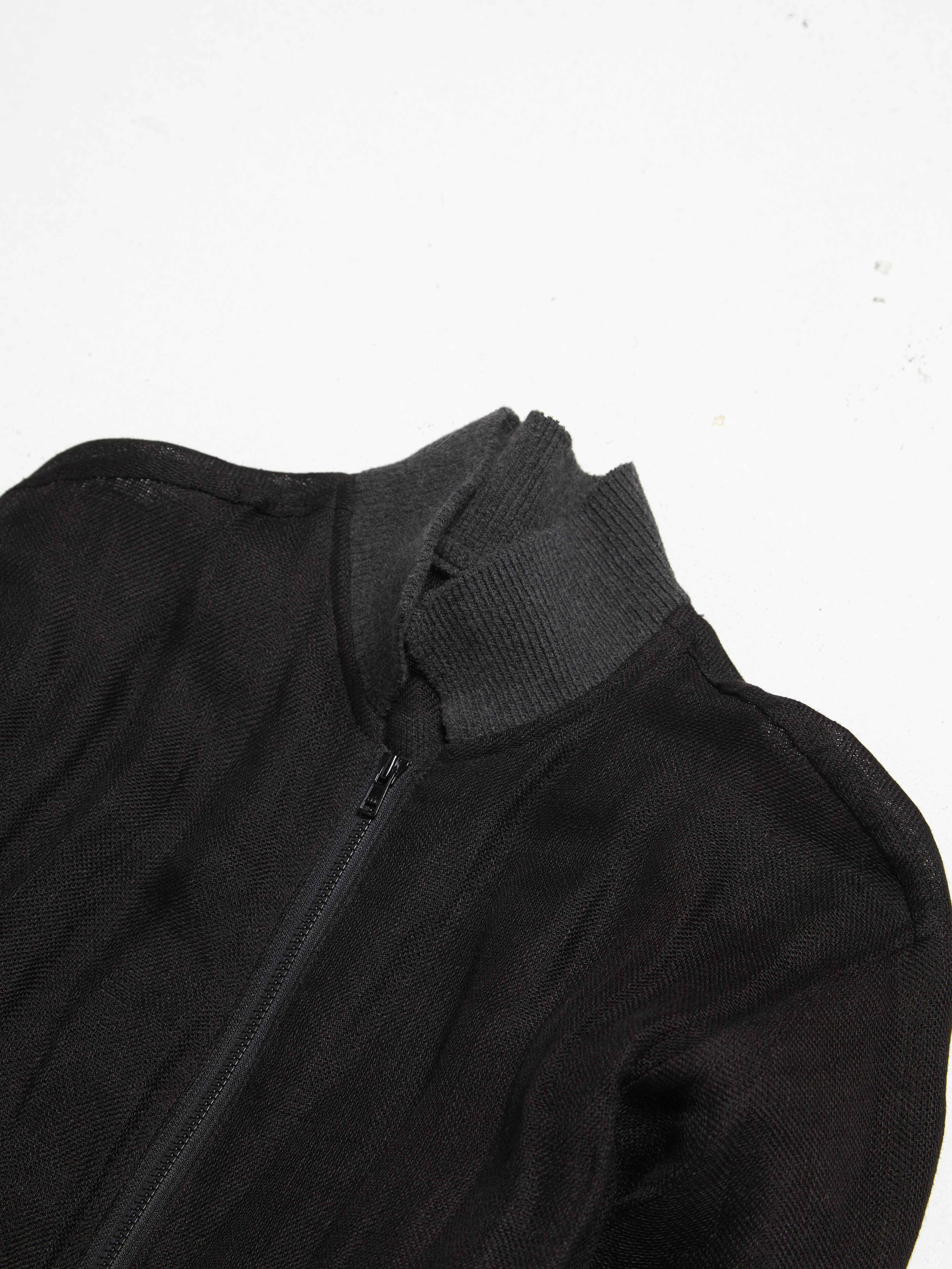 Yohji Yamamoto  Black And Gray Elongated Linen Cotton Zipped Robe  In New Condition For Sale In Dover, DE