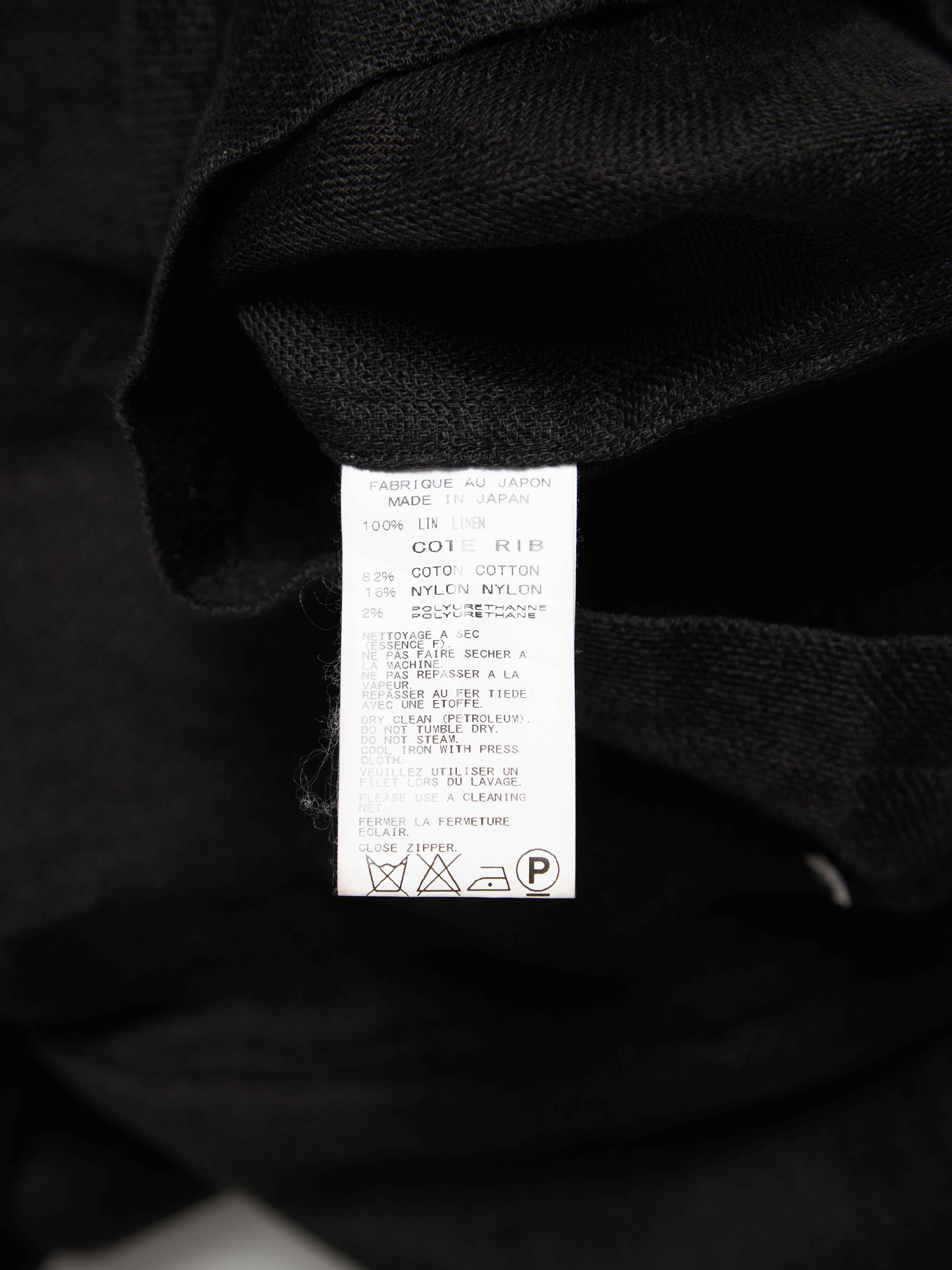 Women's Yohji Yamamoto  Black And Gray Elongated Linen Cotton Zipped Robe  For Sale