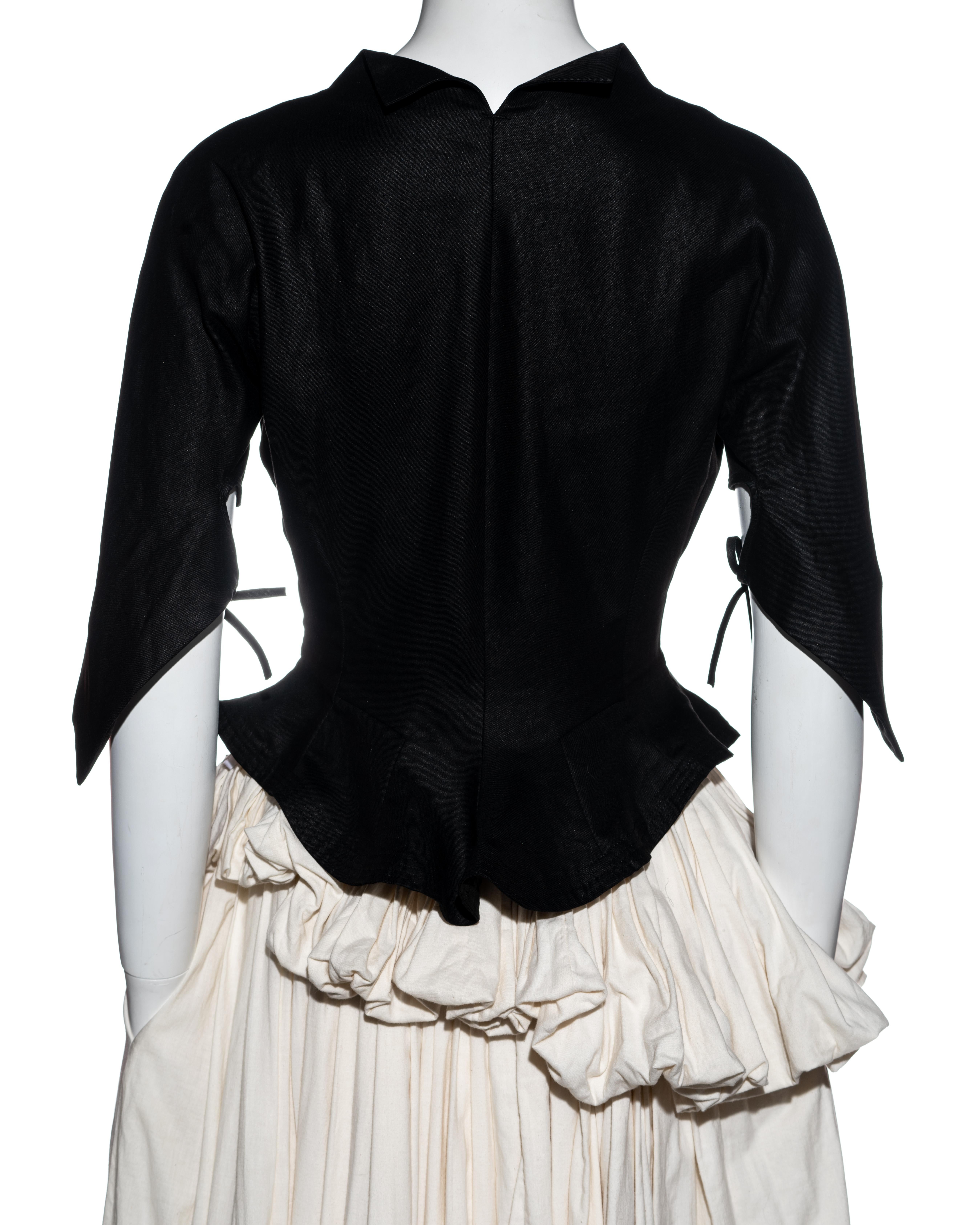 Yohji Yamamoto black and white cotton bustled skirt and jacket set, ss 2000 2