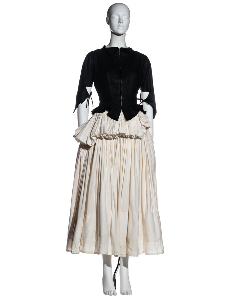Yohji Yamamoto black and white cotton bustled skirt and jacket set, ss ...
