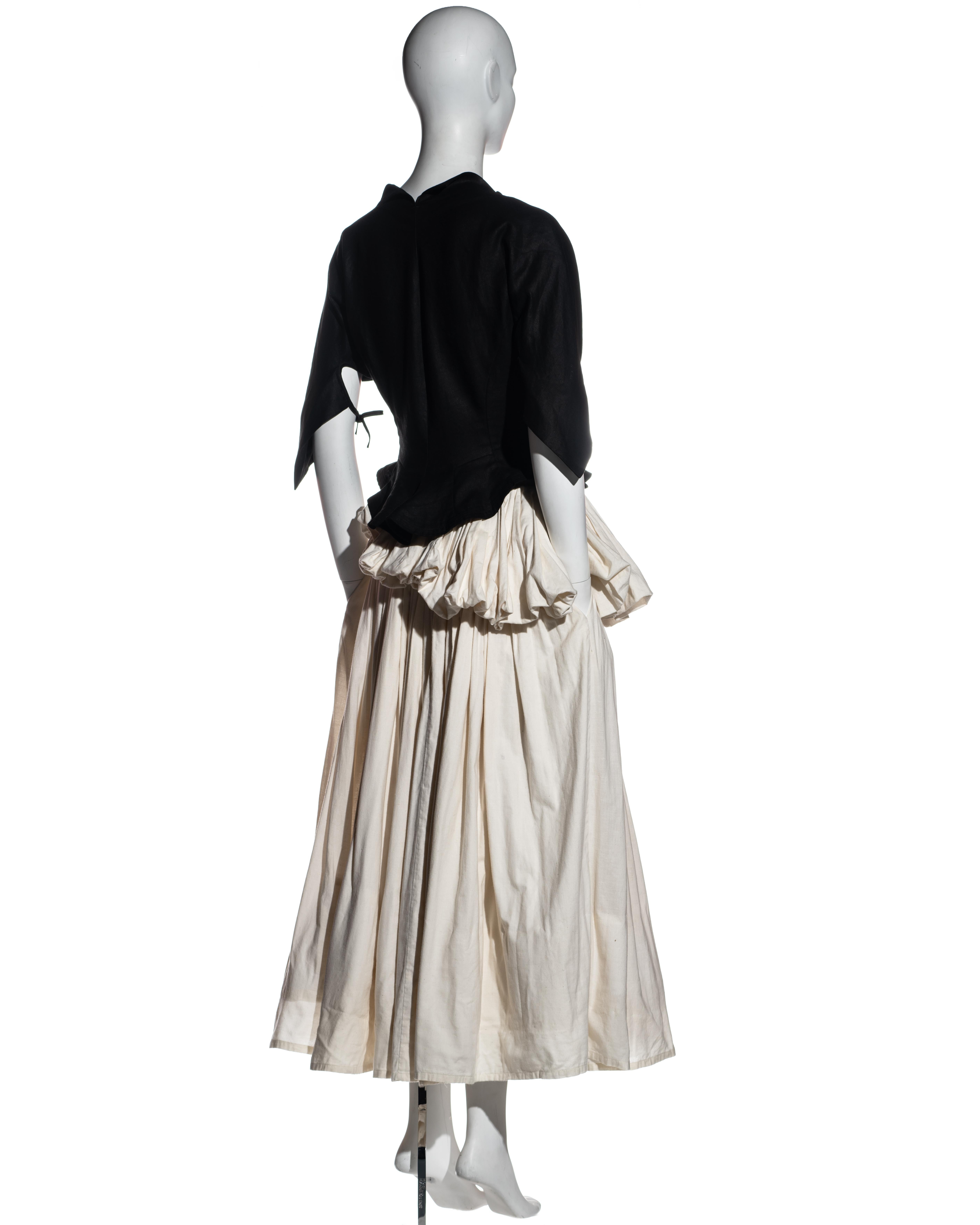 Yohji Yamamoto black and white cotton bustled skirt and jacket set, ss 2000 1