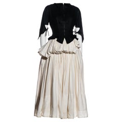 Yohji Yamamoto black and white cotton bustled skirt and jacket set, ss 2000