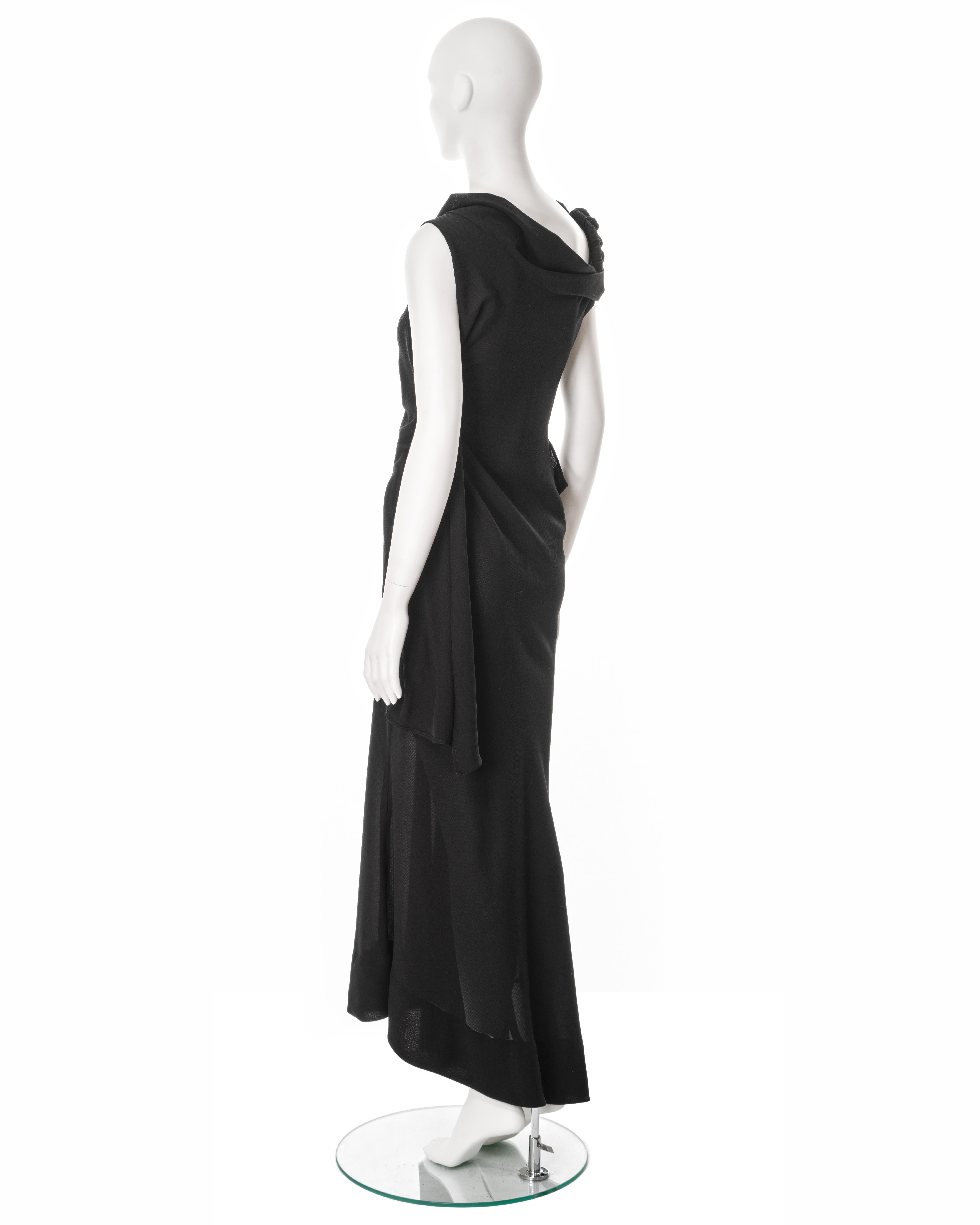 Yohji Yamamoto black asymmetric draped evening dress, ss 1998 For Sale 8