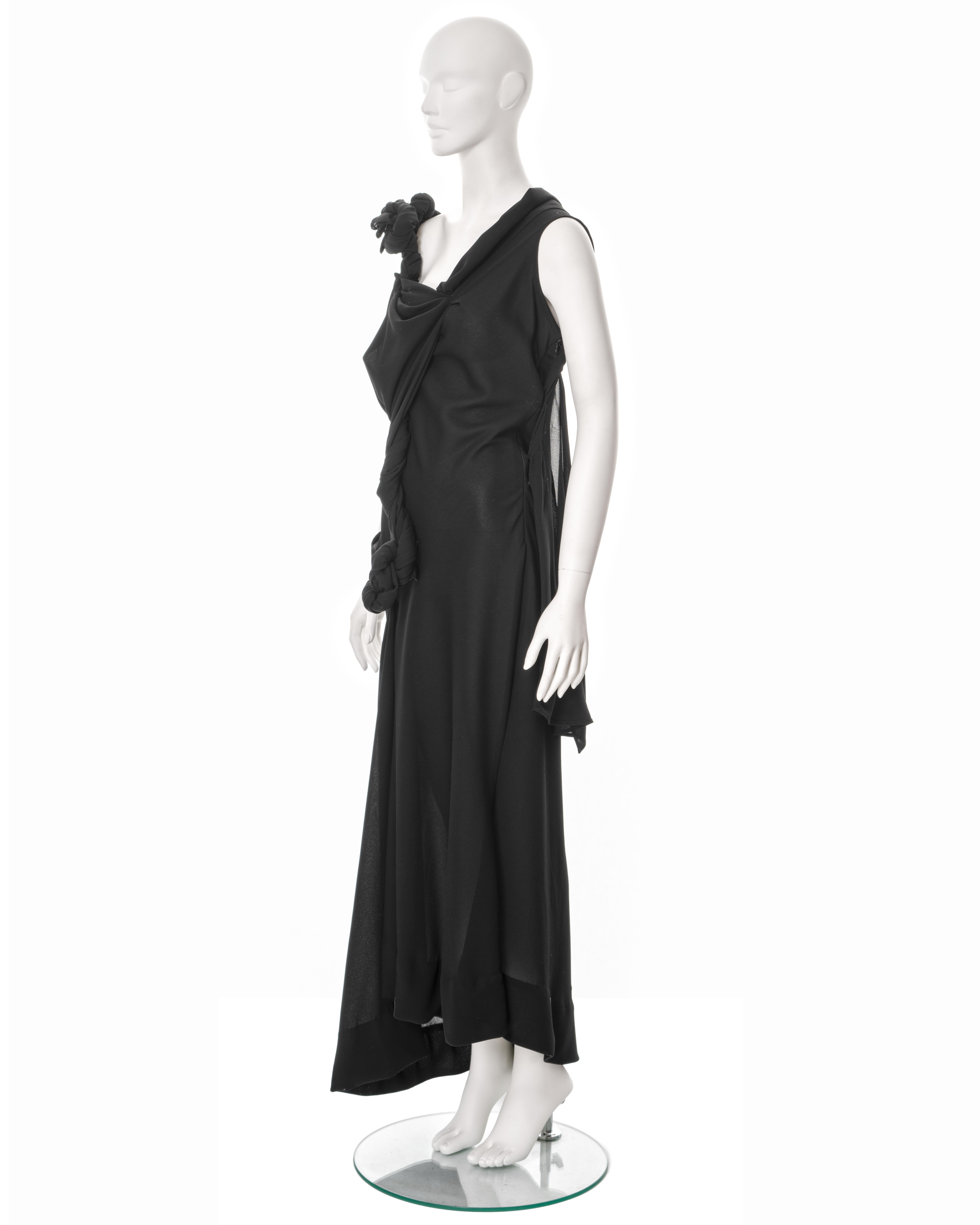 Yohji Yamamoto black asymmetric draped evening dress, ss 1998 For Sale 9