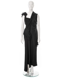Yohji Yamamoto black asymmetric draped evening dress, ss 1998