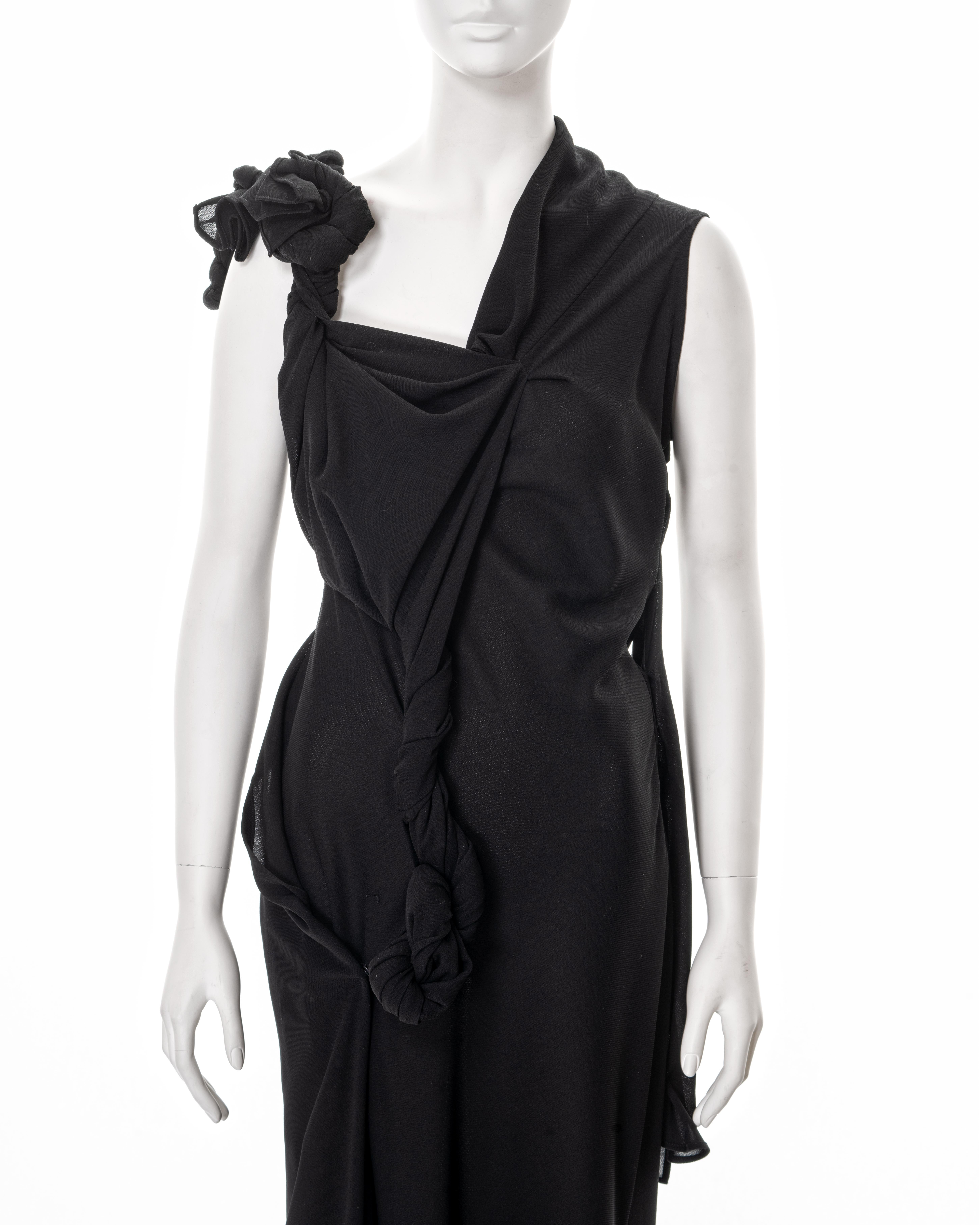 Black Yohji Yamamoto black asymmetric draped evening dress, ss 1998 For Sale