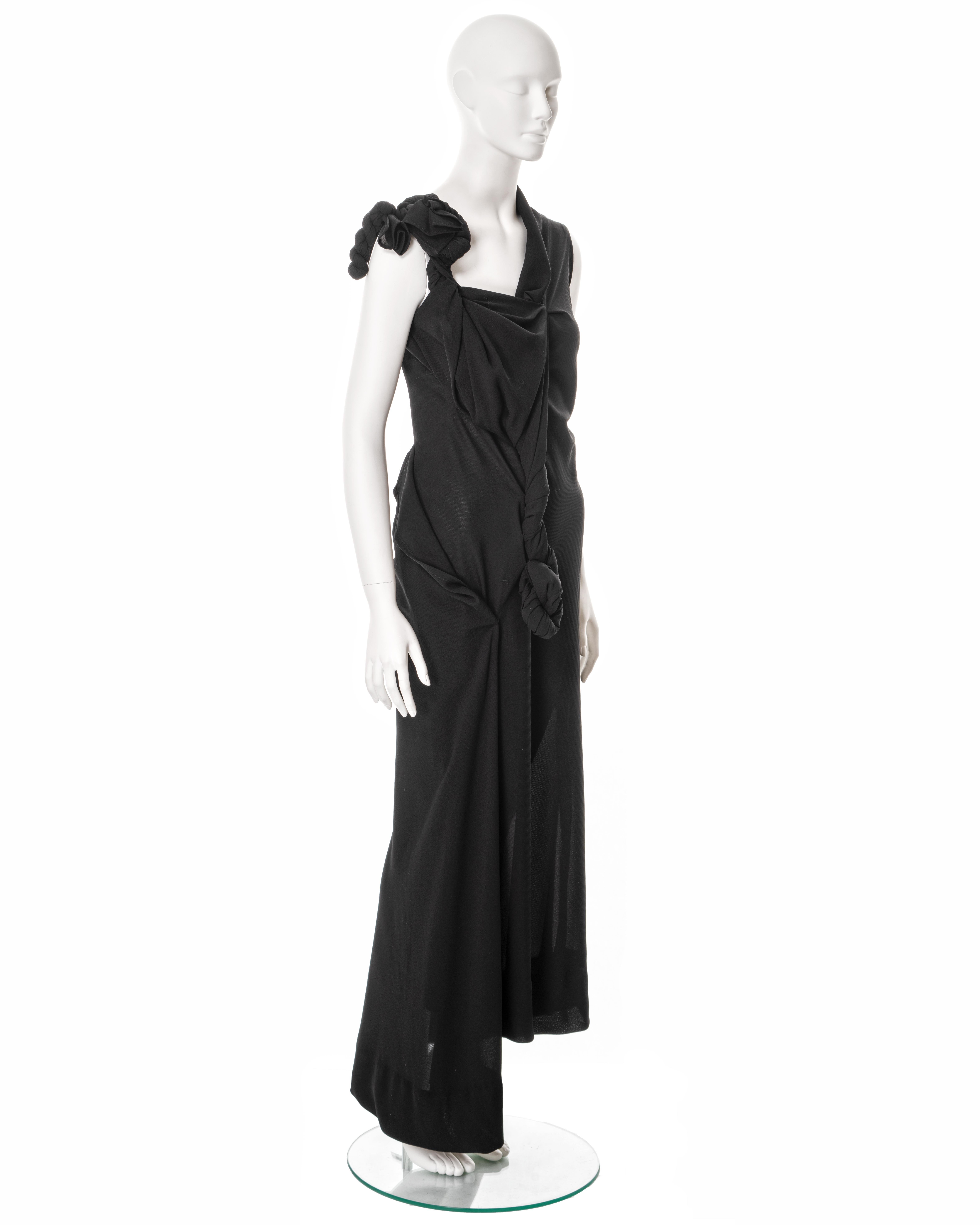 Women's Yohji Yamamoto black asymmetric draped evening dress, ss 1998 For Sale