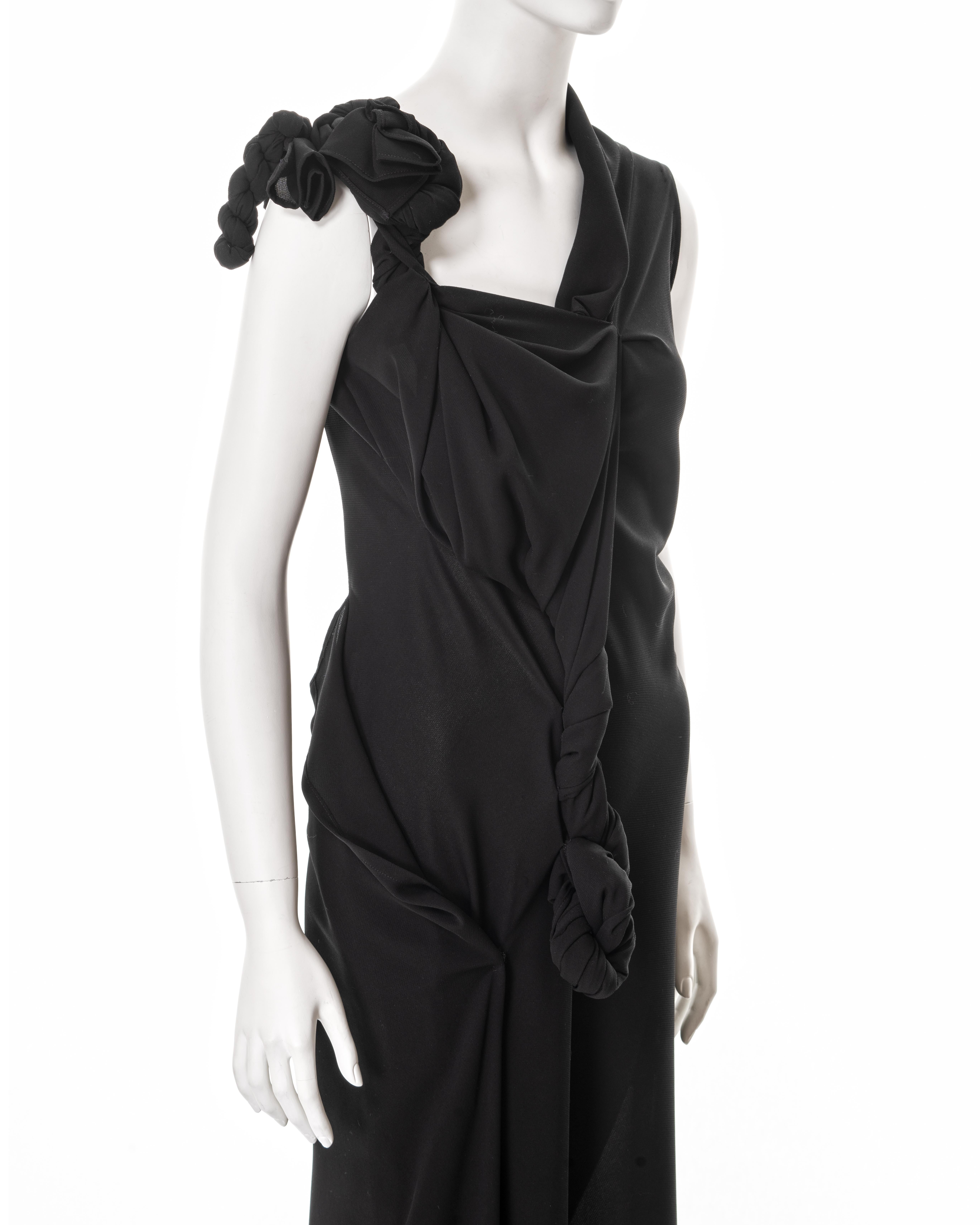 Yohji Yamamoto black asymmetric draped evening dress, ss 1998 For Sale 2