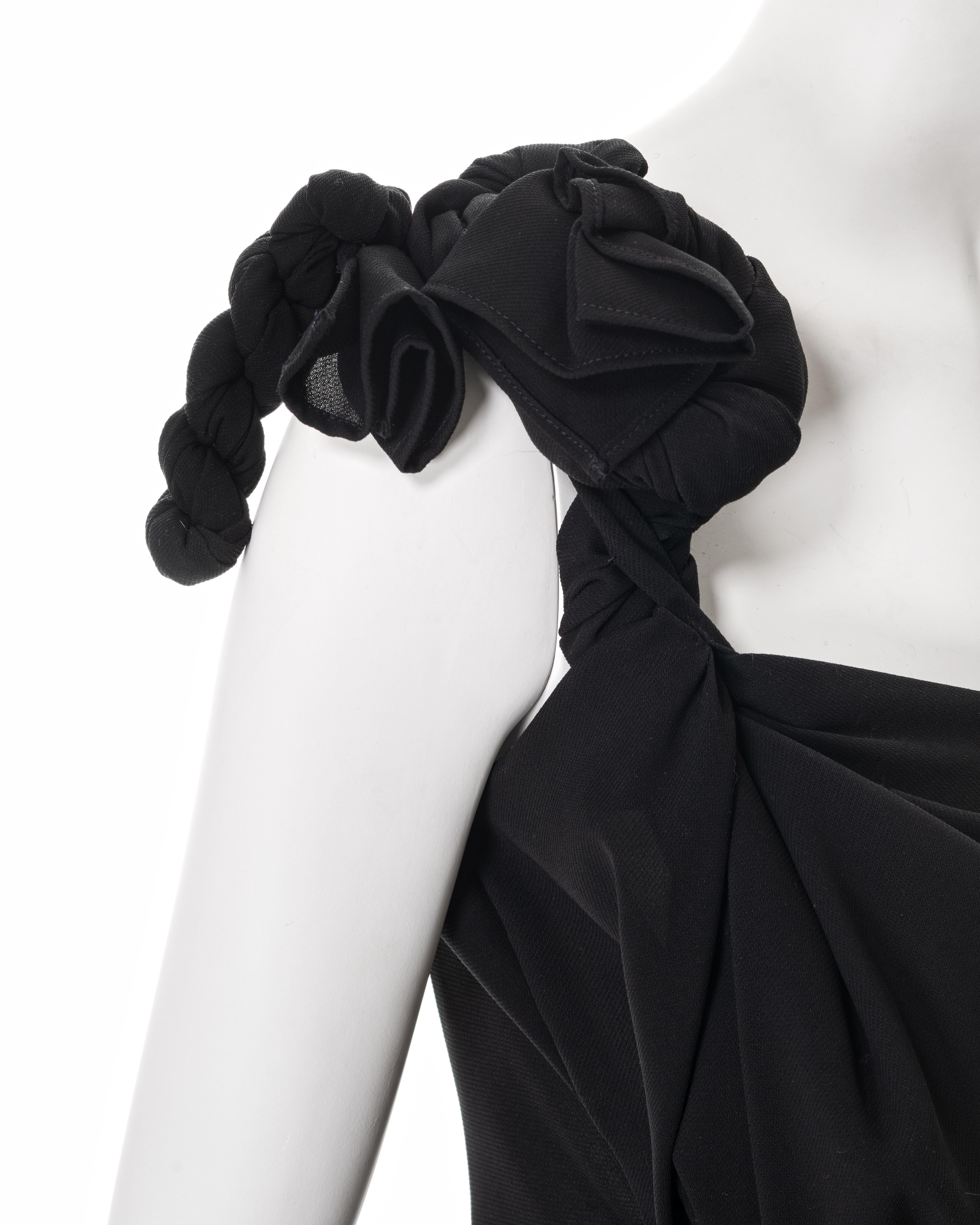 Yohji Yamamoto black asymmetric draped evening dress, ss 1998 For Sale 2