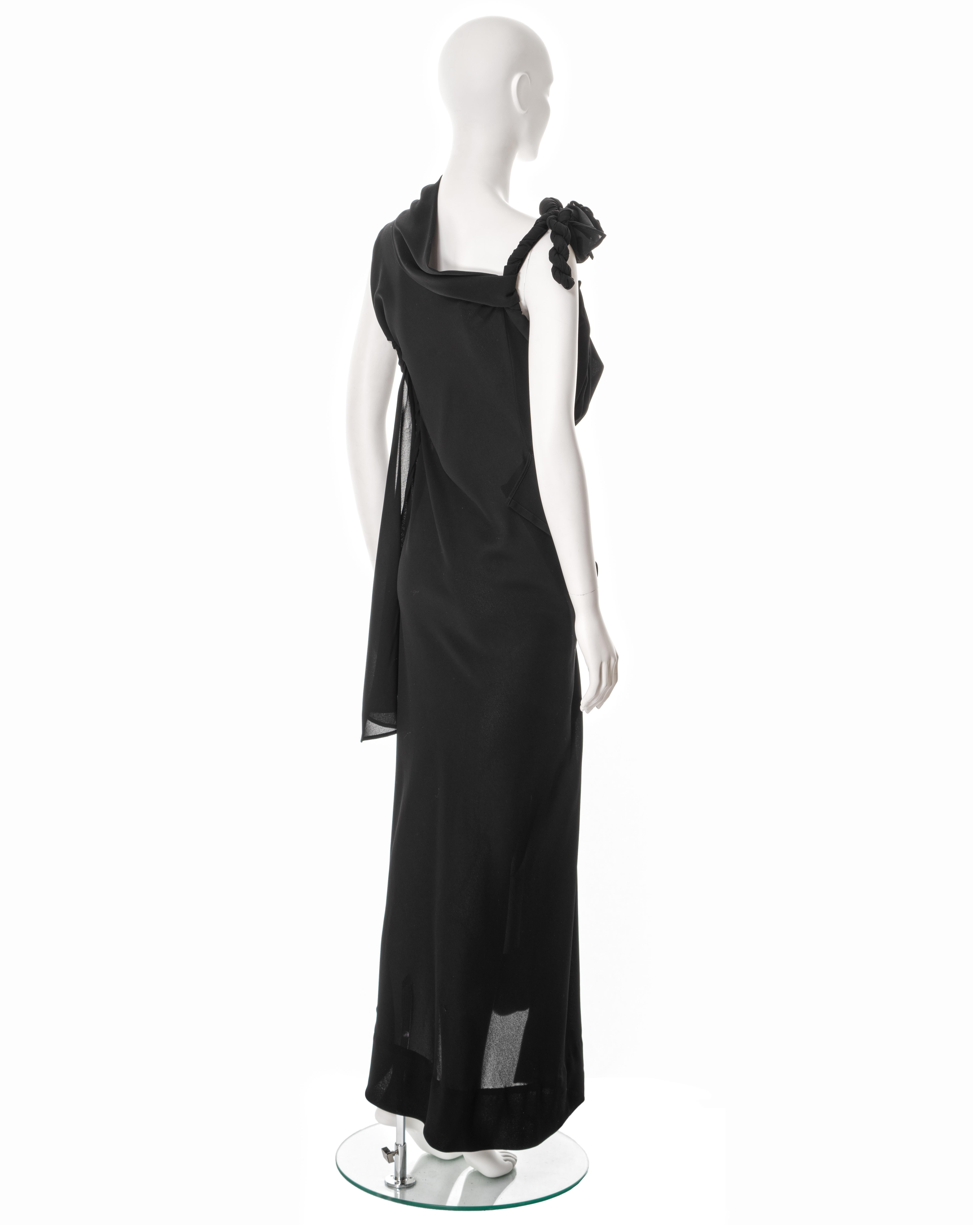 Yohji Yamamoto black asymmetric draped evening dress, ss 1998 For Sale 4