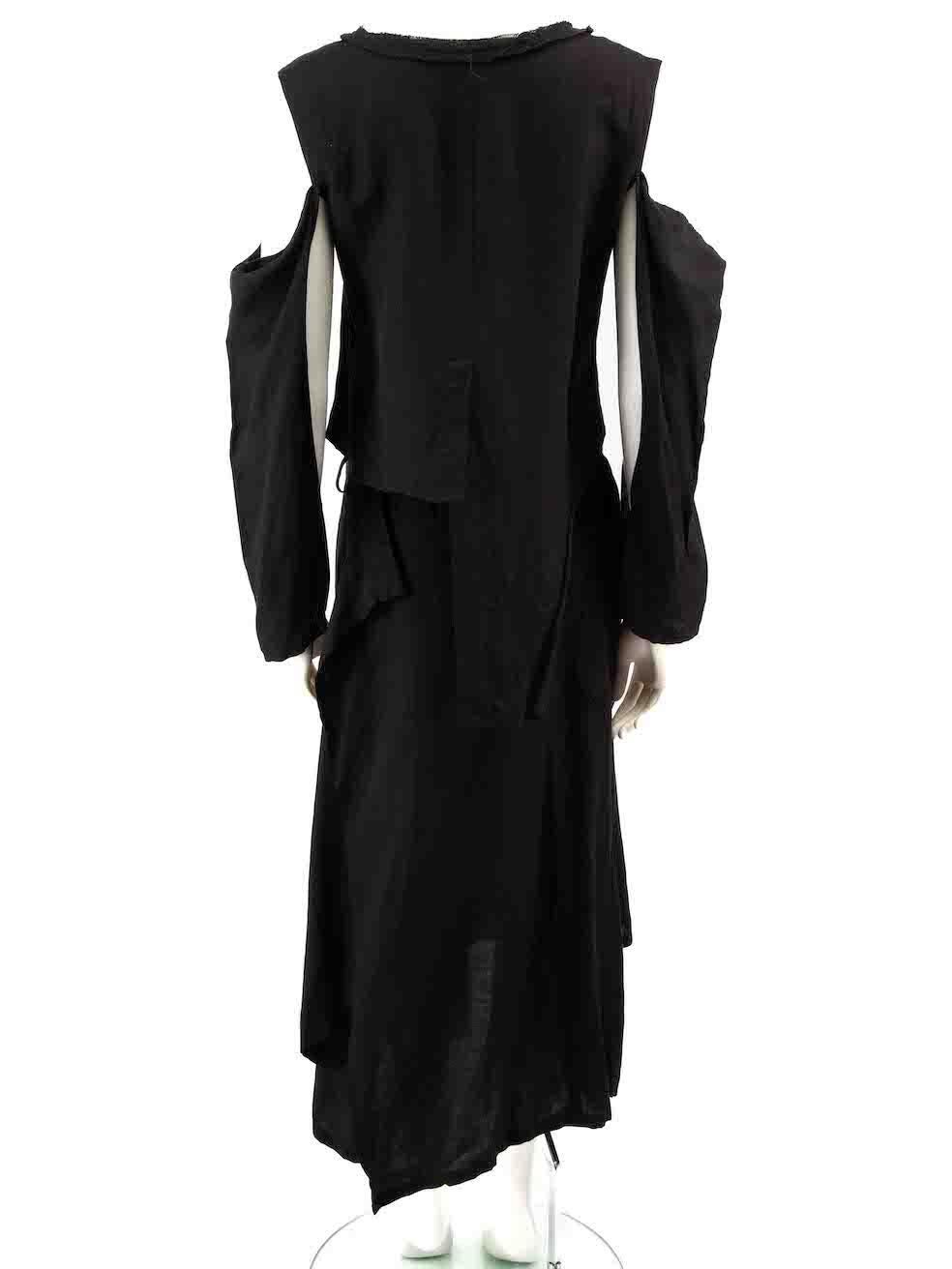 Yohji Yamamoto Black Asymmetric Top & Skirt Set Size S In Good Condition For Sale In London, GB